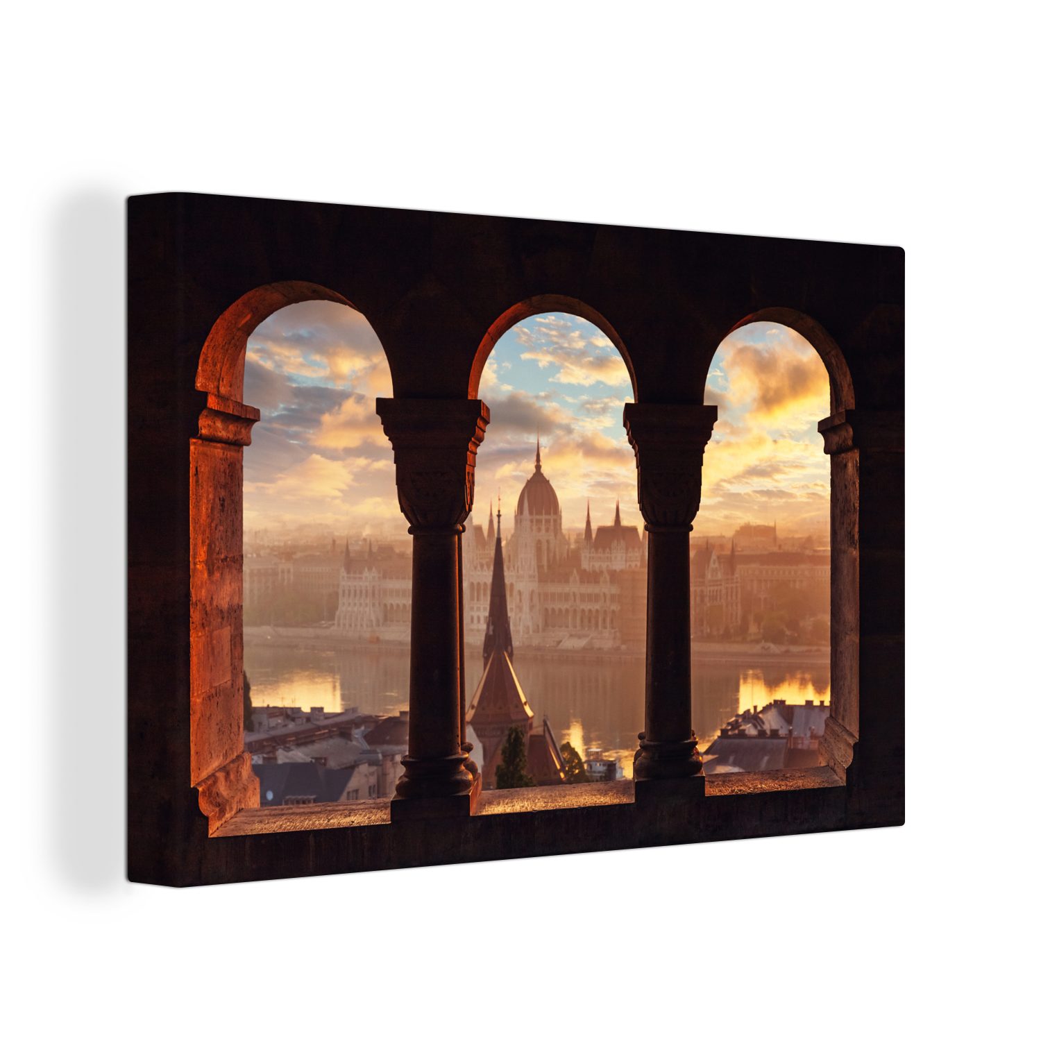 OneMillionCanvasses® Leinwandbild Budapest - Ungarn - Parlament, Fotodruck (1 St), Leinwand Bilder Klein, Wand Dekoration Aesthetic 30x20 cm