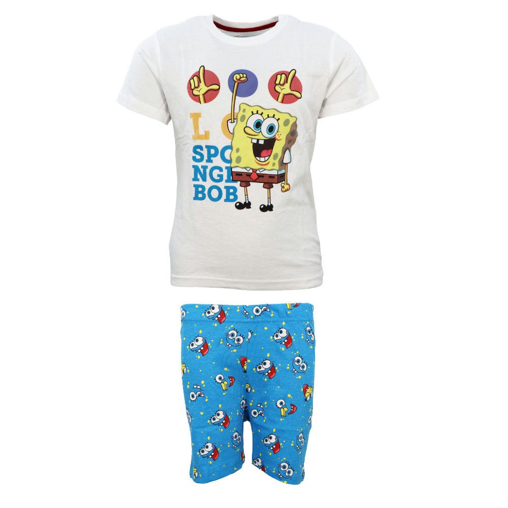 Schlafanzug Spongebob Schwammkopf Kinder Jungen kurzarm Pyjama
