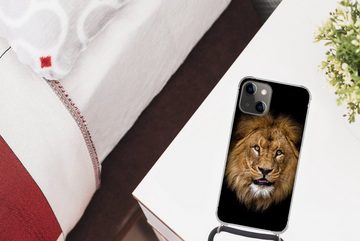 MuchoWow Handyhülle Löwe - Porträt - Schwarz - Tiere, Handyhülle Telefonhülle Apple iPhone 13