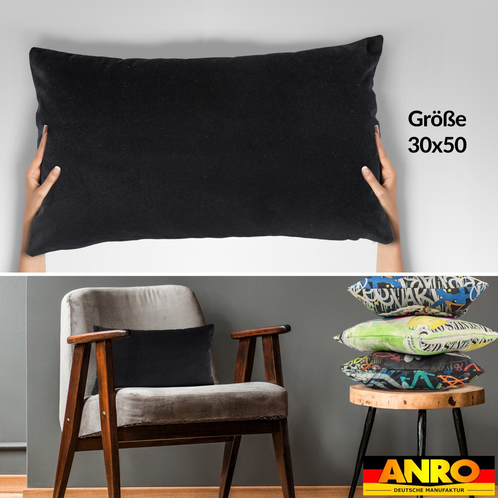 ANRO Dekokissen Kissenhülle MIT oder OHNE Füllung Kissenbezug Zierkissen, Kissenhülle in 30x50cm ohne Füllung Schwarz – Bild 4 von 5