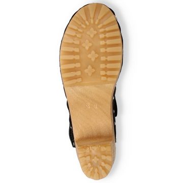 Cloque Berhida Damen Leder Clogs mit Absatz, Echtholz, Schnalle Clog Holzclog, zum Schlupfen, Aus echtem Leder