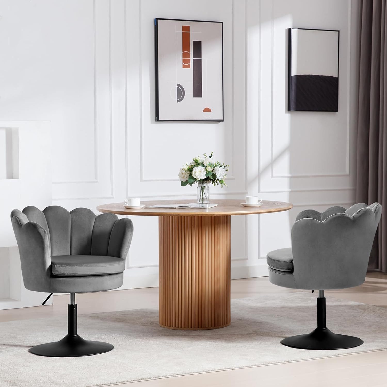 Woltu Polsterstuhl (1 St), Schminktisch Stuhl mit Lehne, Blumenform, 360° d günstig online kaufen