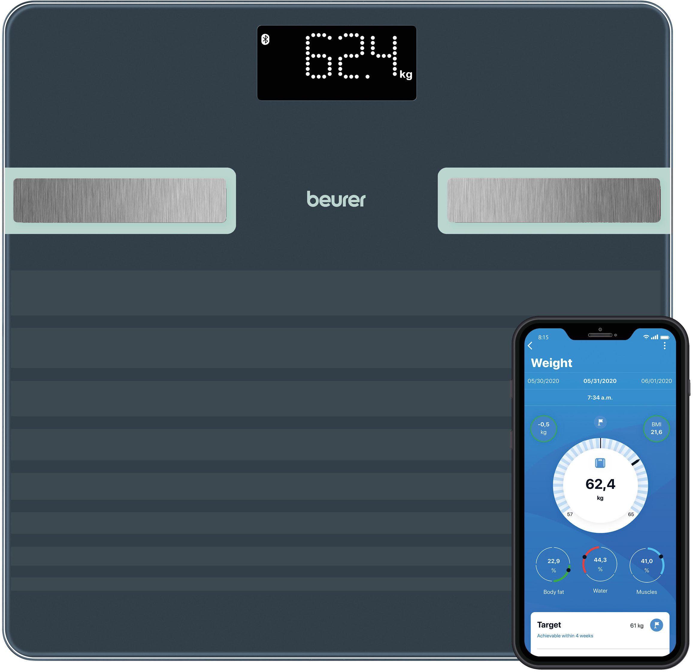 BEURER Körper-Analyse-Waage BF 451 Limited Edition 2026, 17 Gesundheitswerte immer im Blick, mit kostenloser App