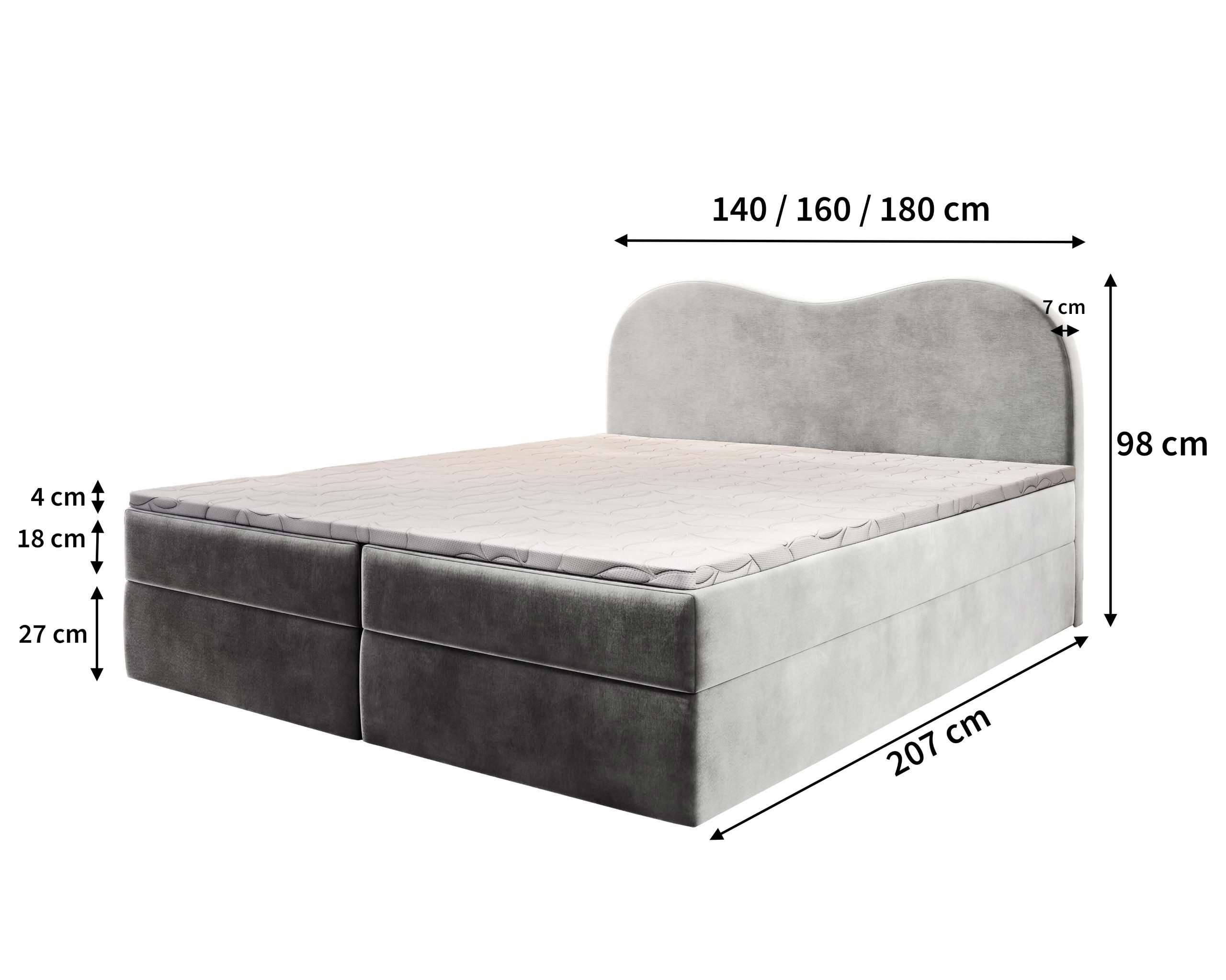 Masseno Boxbett FLUVIA 140x200 cm mit Bonell Matratze und Topper
