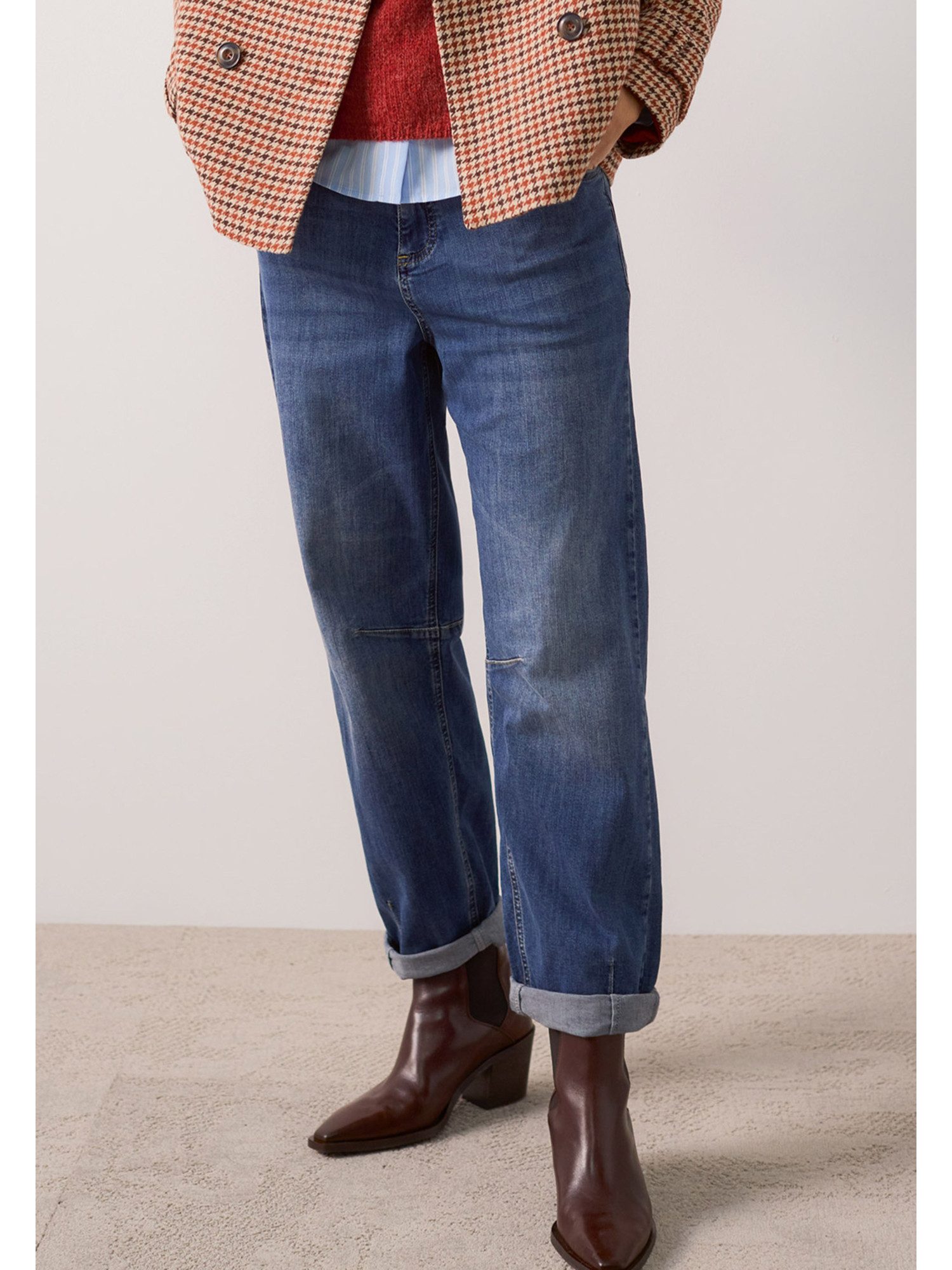 MORE&MORE Regular-fit-Jeans modisch lässige, 7/8-Barrel-Jeans