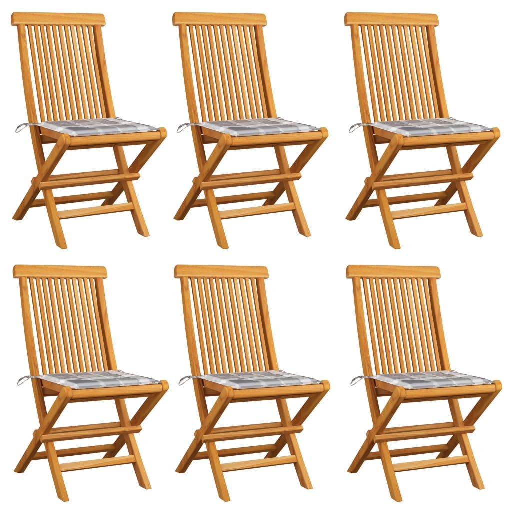 furnicato Gartenstuhl Klappbare Garten-Essstühle aus Naturholz 47x60x89 cm mit grauen (6 St)
