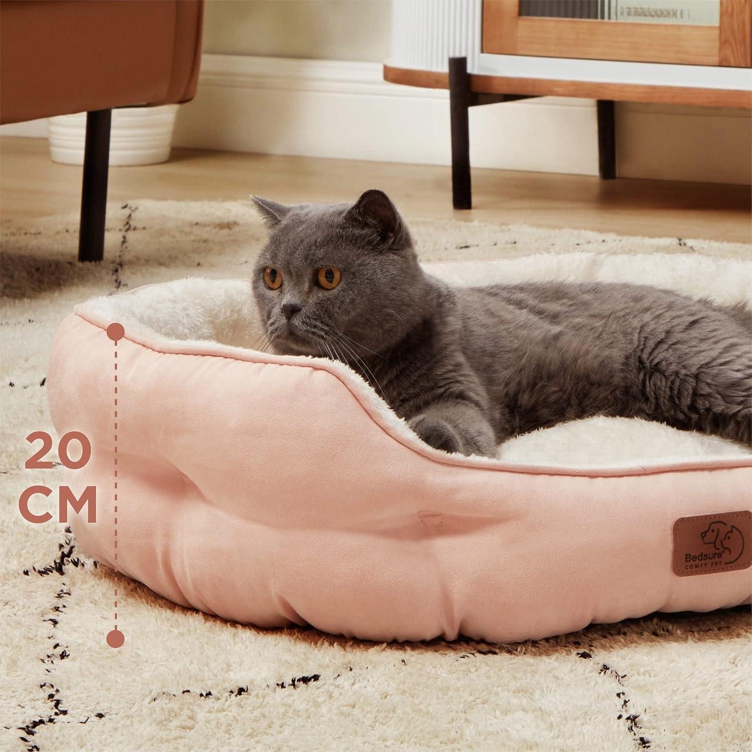 LuxusKollektion Katzenliege Katzenbett waschbar Innenkissen Schlafplatz Rosa L 63 x B 53 x H 20 cm
