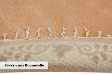 Wollteppich Adour, LUXOR living, rund, Höhe: 18 mm, reine Wolle, handgeknüpft, mit Bordüre und Fransen, Wohnzimmer