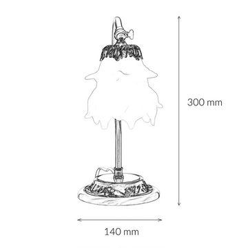 Licht-Erlebnisse Nachttischlampe TABLE LAMP, ohne Leuchtmittel, Tischlampe Messing massiv Glas Blütenform 30 cm E14
