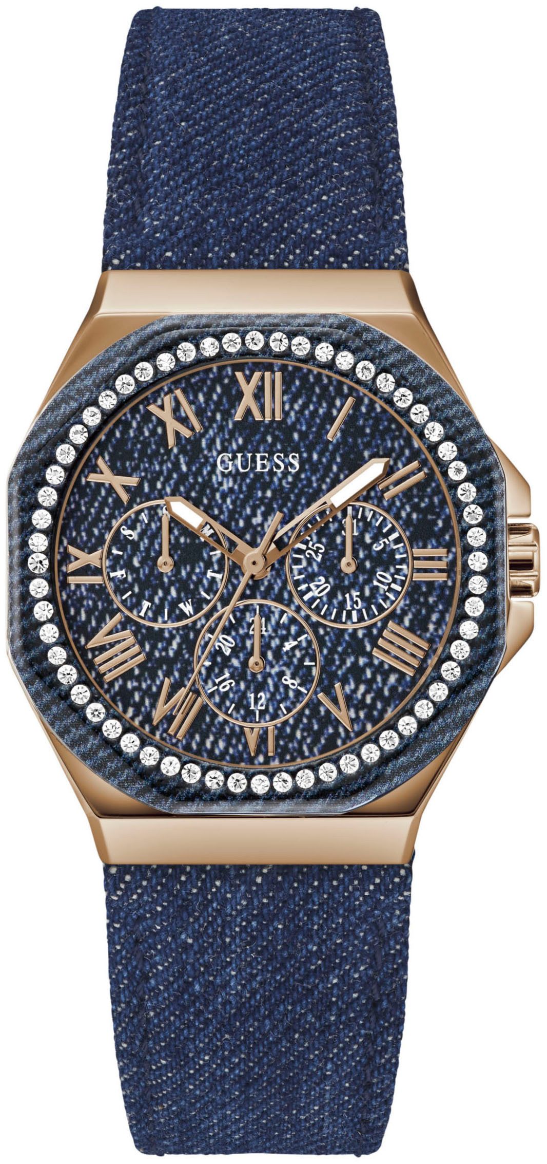 Guess Multifunktionsuhr GLAZE GW0753L5, Quarzuhr, Armbanduhr, Damenuhr, Datum, 12/24-Std.-Anzeige, analog