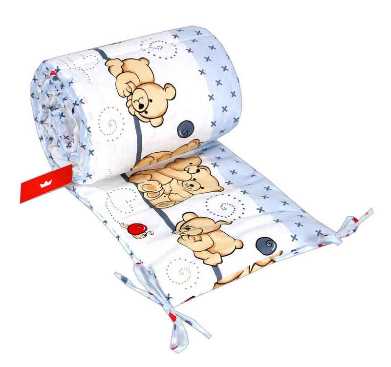 BabyLux Bettnestchen BABYLUX Bettumrandung NESTCHEN Bettnestchen 210 x 30 cm Babybett, 61. Teddybären Grau