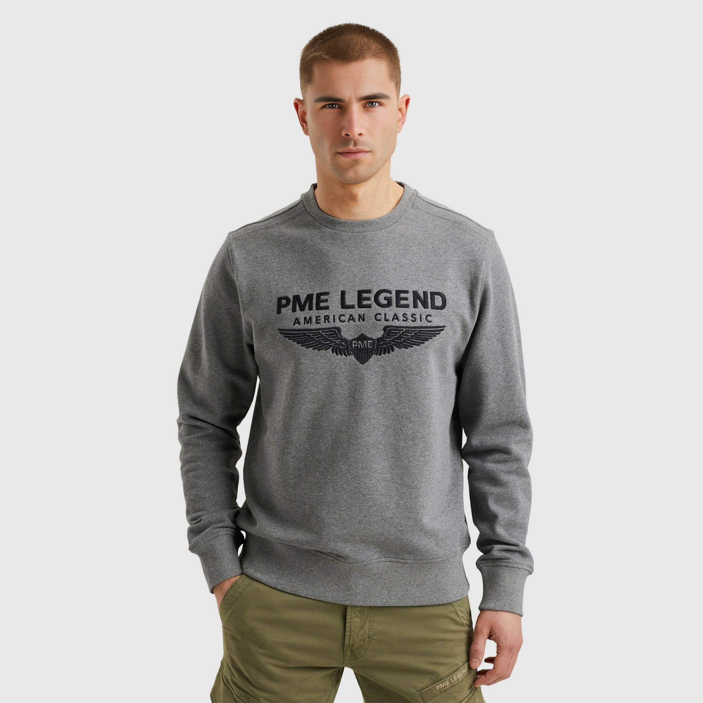 PME LEGEND Sweatshirt Crewneck soft terry with logo mit Logo Stickerei