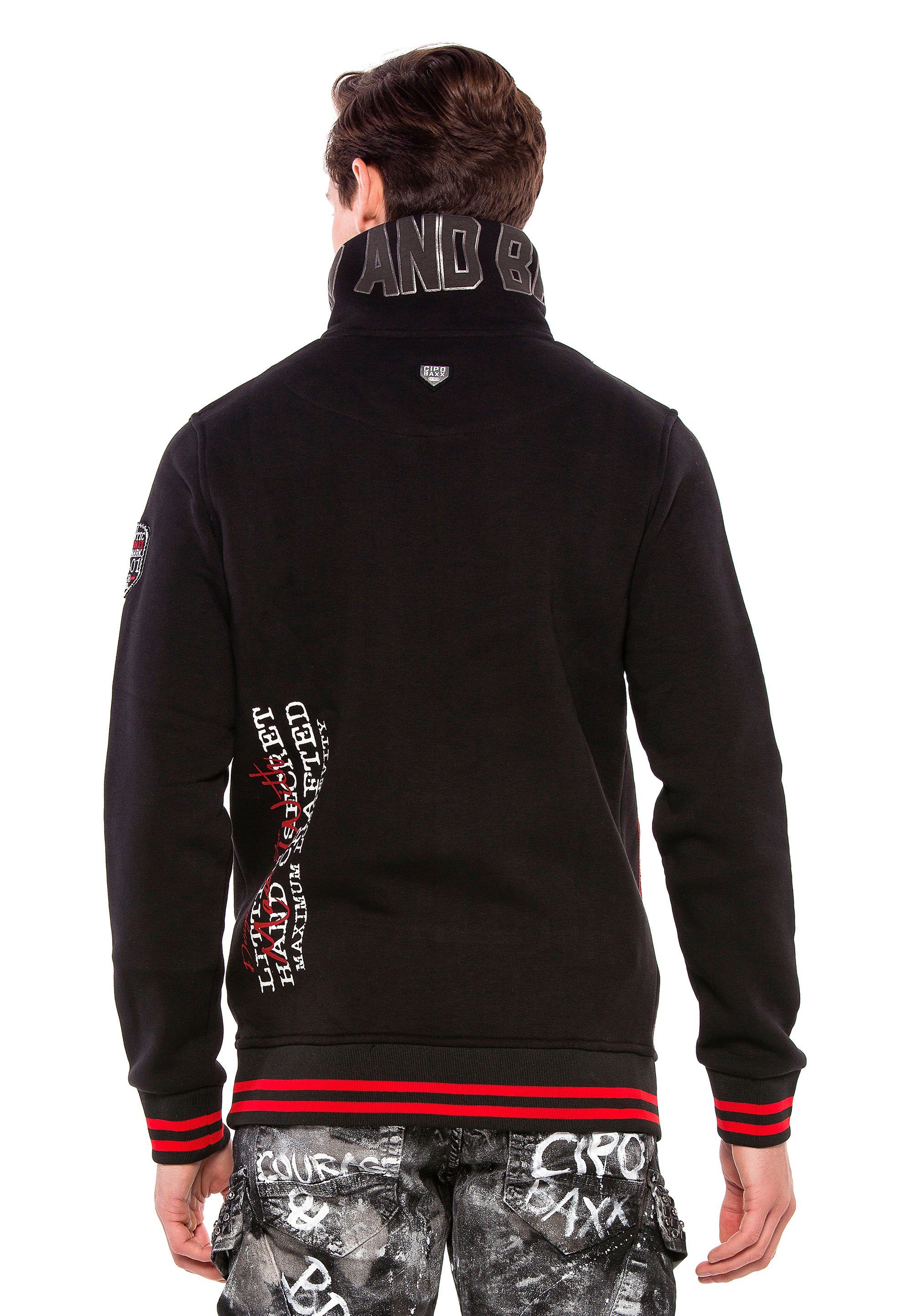 Cipo & Baxx hohem schwarz Stehkragen Sweatshirt mit