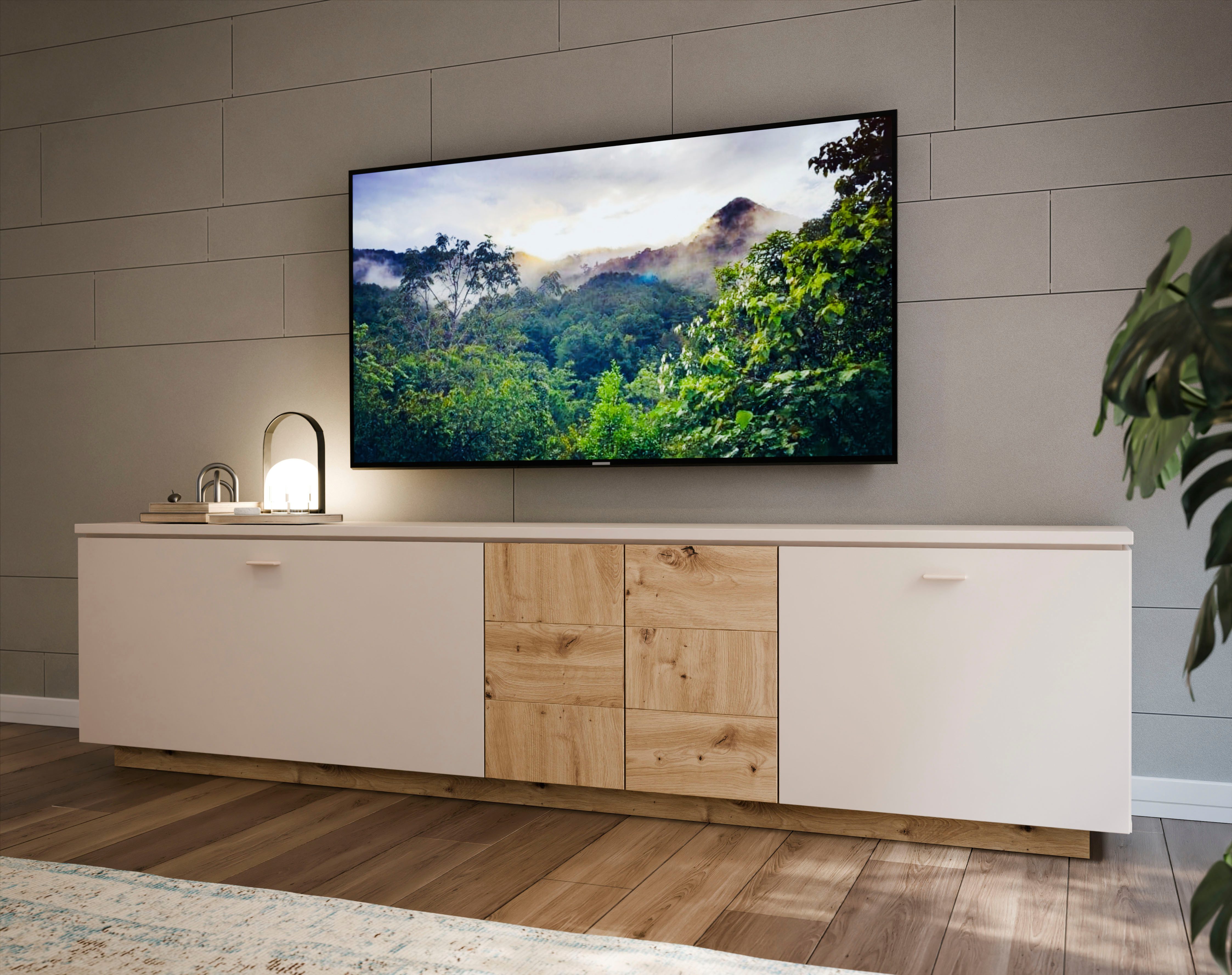 FORTE Lowboard "LouotoTV-Board, TV-Schrank", TV Board, Metallgriffe, Staura günstig online kaufen