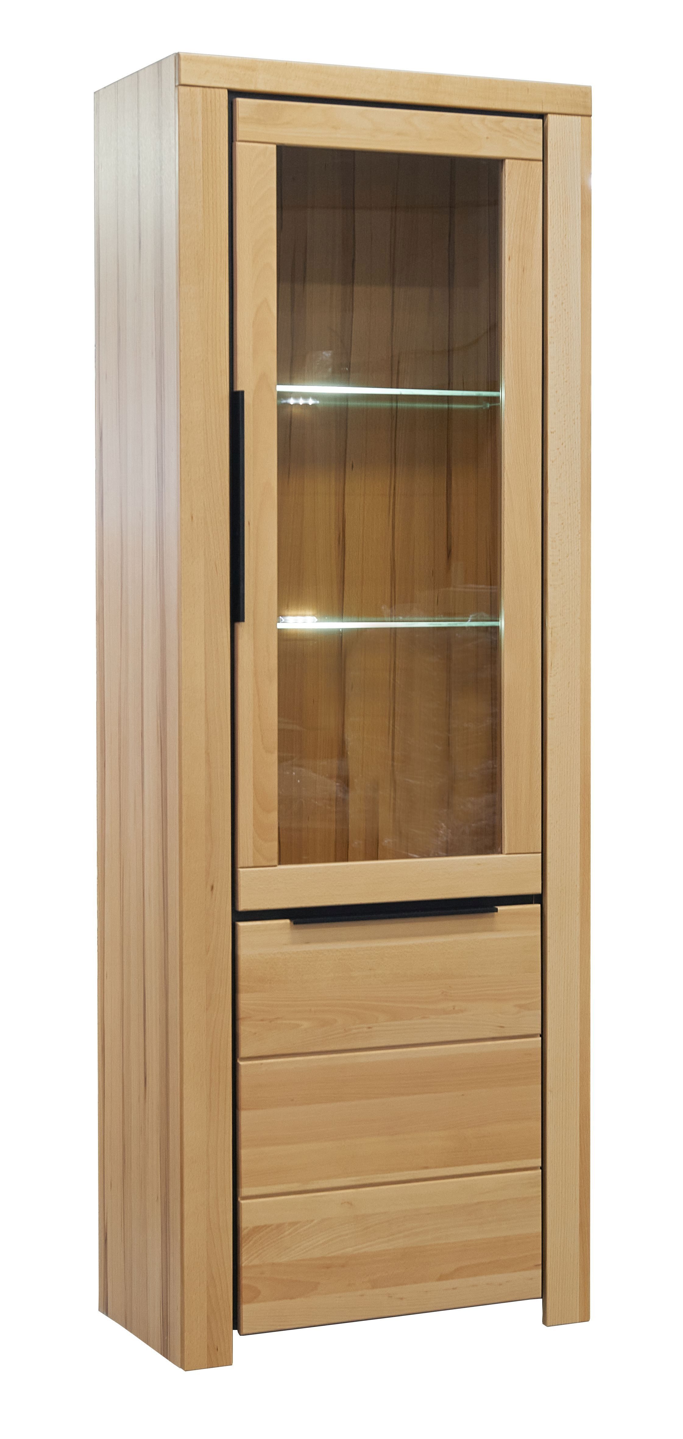 ELFO Standvitrine Vitrine Hochschrank Schrank Brest Kernbuche Teilmassiv H.199cm