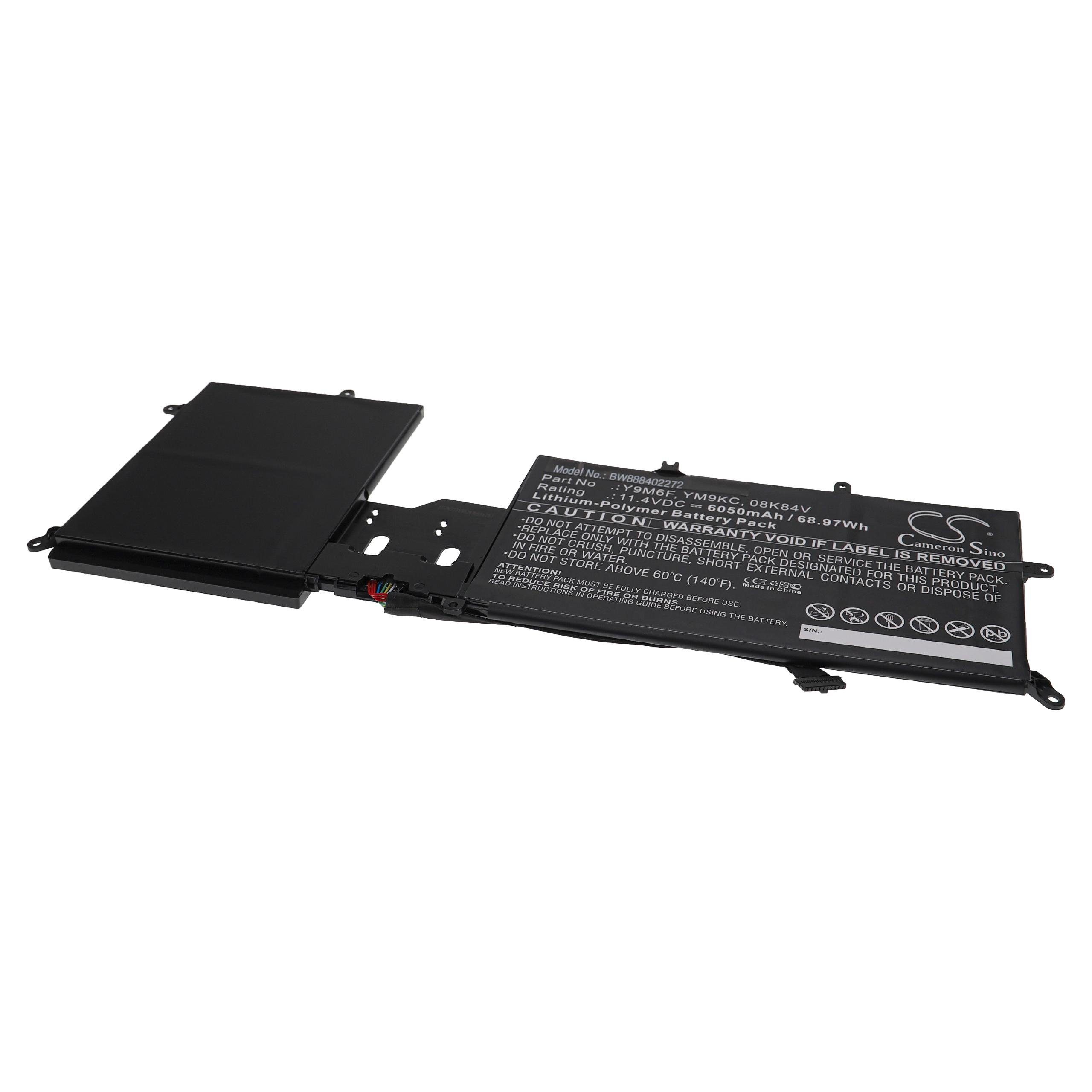 Y9M6F, Li-Polymer Dell für vhbw YM9KC, 08K84V Laptop-Akku (11,4 6050 mAh V) Ersatz für
