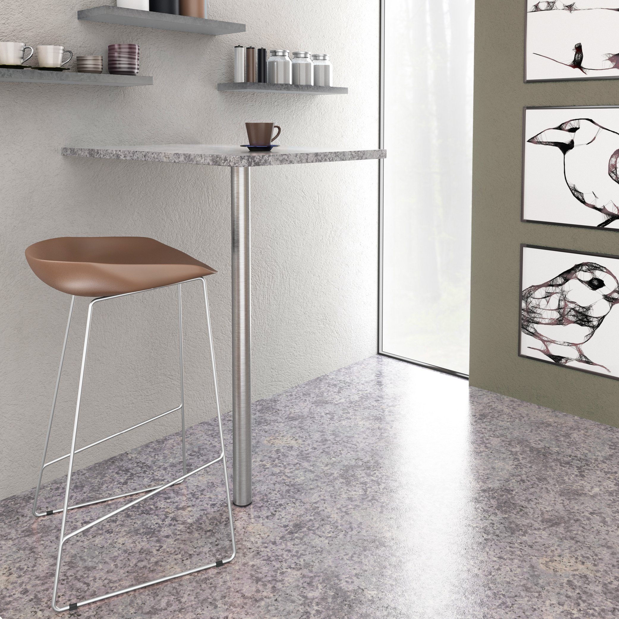 Tischbeine Standard Edelstahl-Design, im mm +2cm Ø60 sossai® höhenverstellbar Tischbein