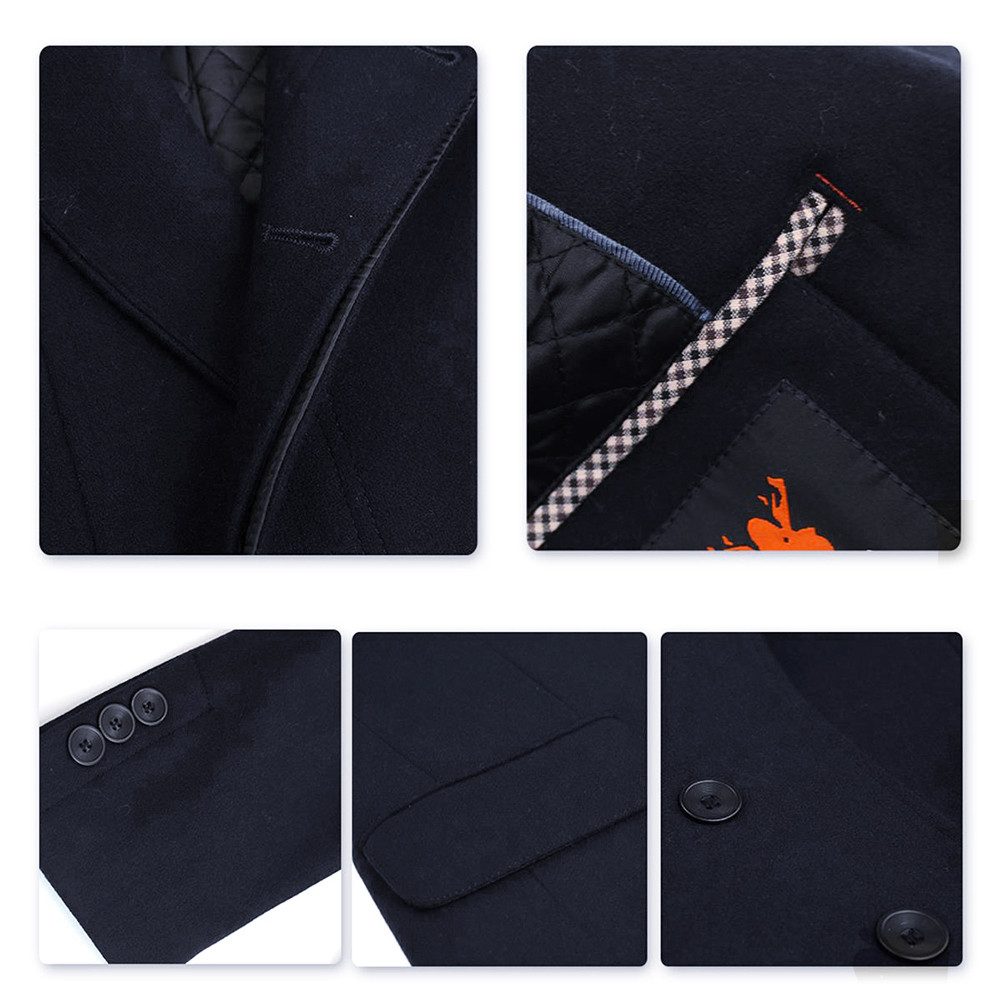 Allthemen Wollmantel mit Reverskragen Wintermantel Herren kurze Winterjacke für Winter