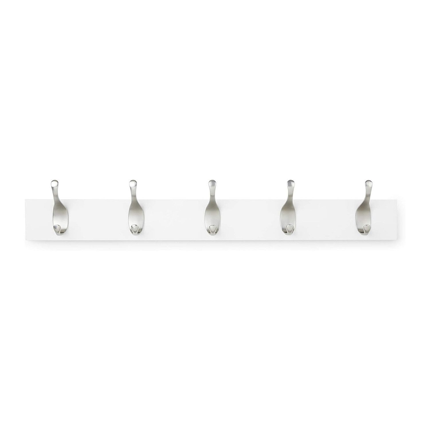 NAIPO Garderobenleiste Alsterwell Garderobenleiste, 57 cm Hakenleiste mit 5 Haken, Wandgarderobe für Mäntel, Jacken, Taschen, Weiß