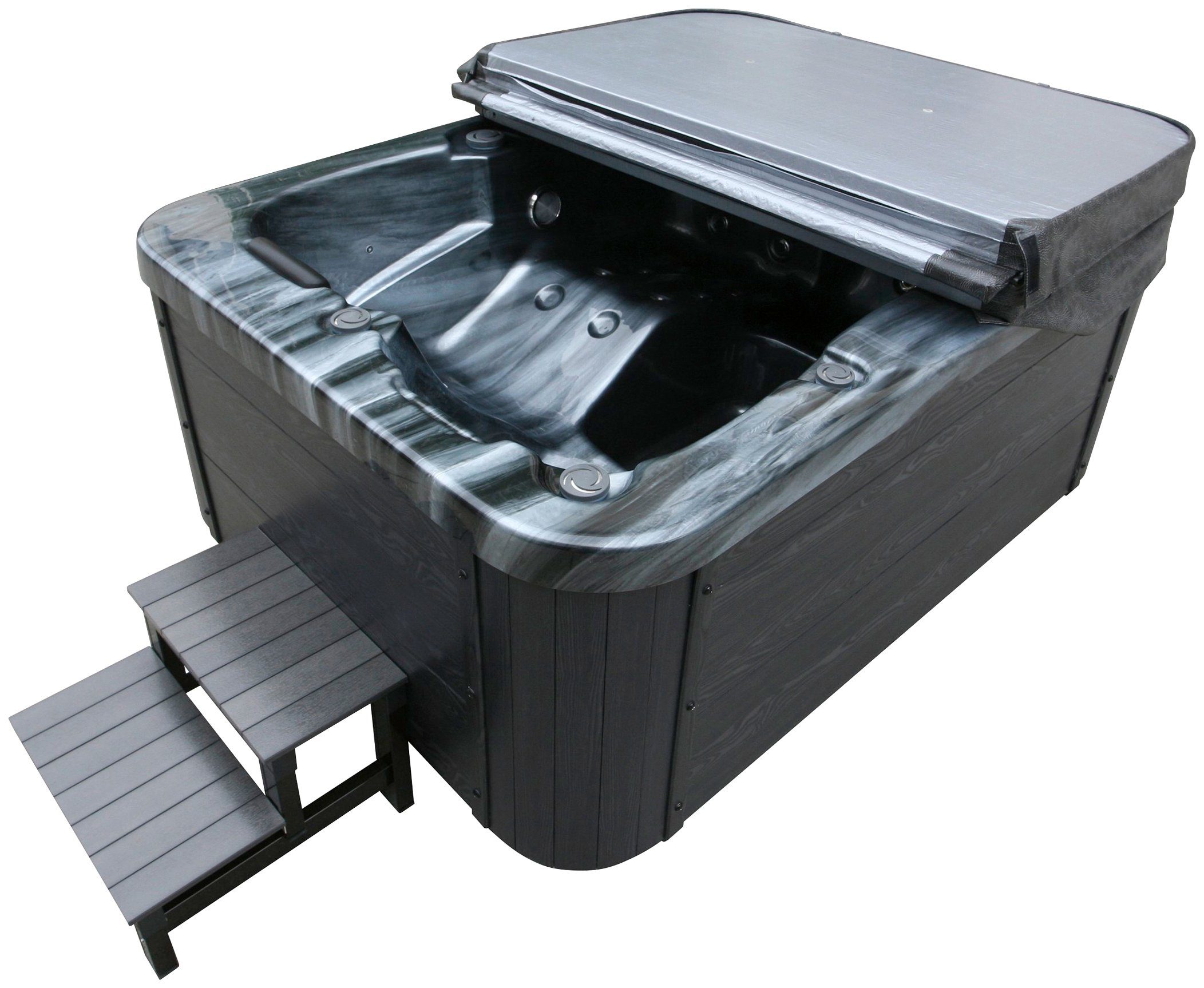 HOME DELUXE Whirlpool »Black Marble«, (Set), mit Treppe und Abdeckung