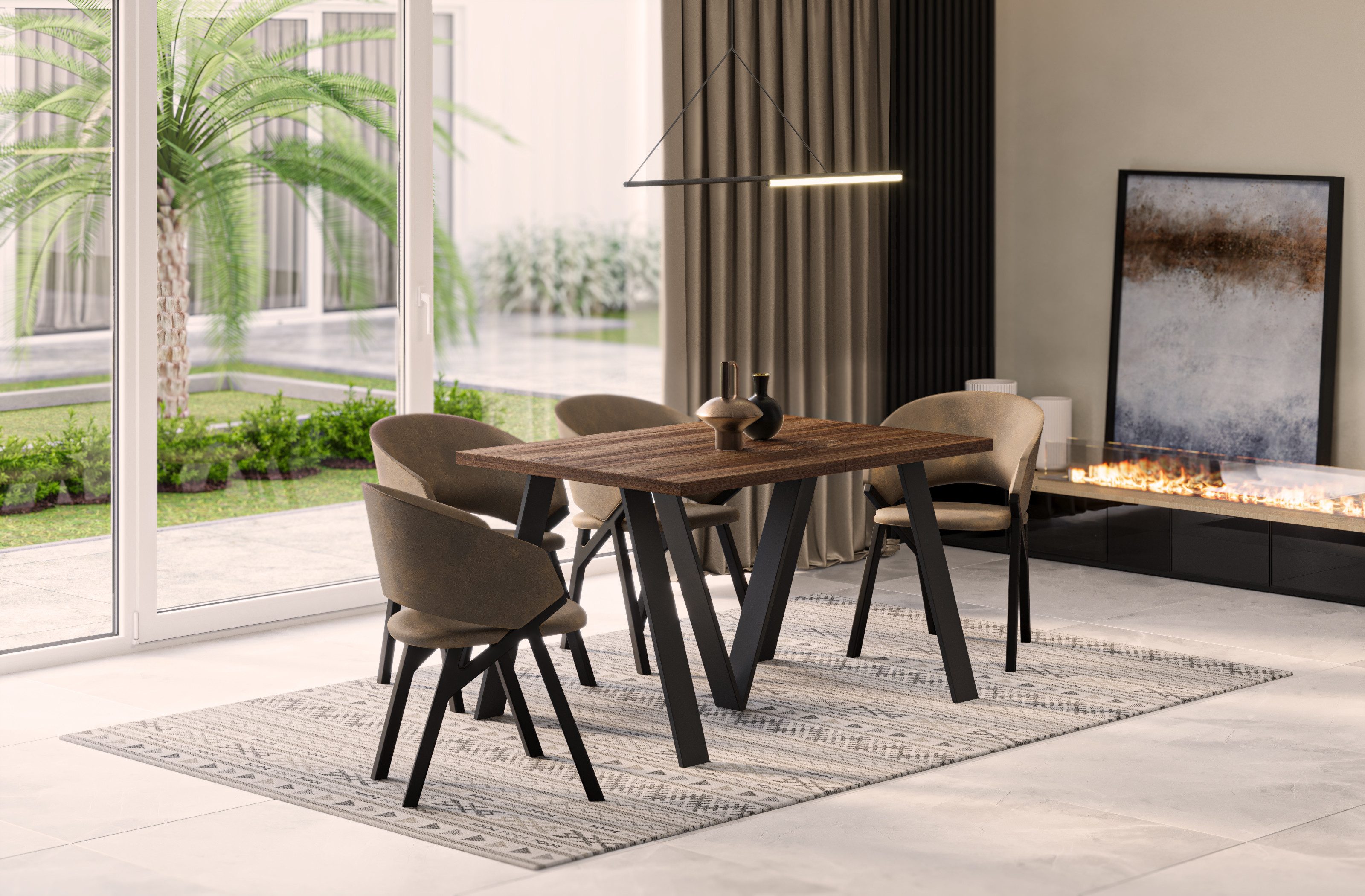 Endo-Moebel Esstisch Lungo XXL 130-405 cm, Metallgestell, ausziehbar, erwei günstig online kaufen