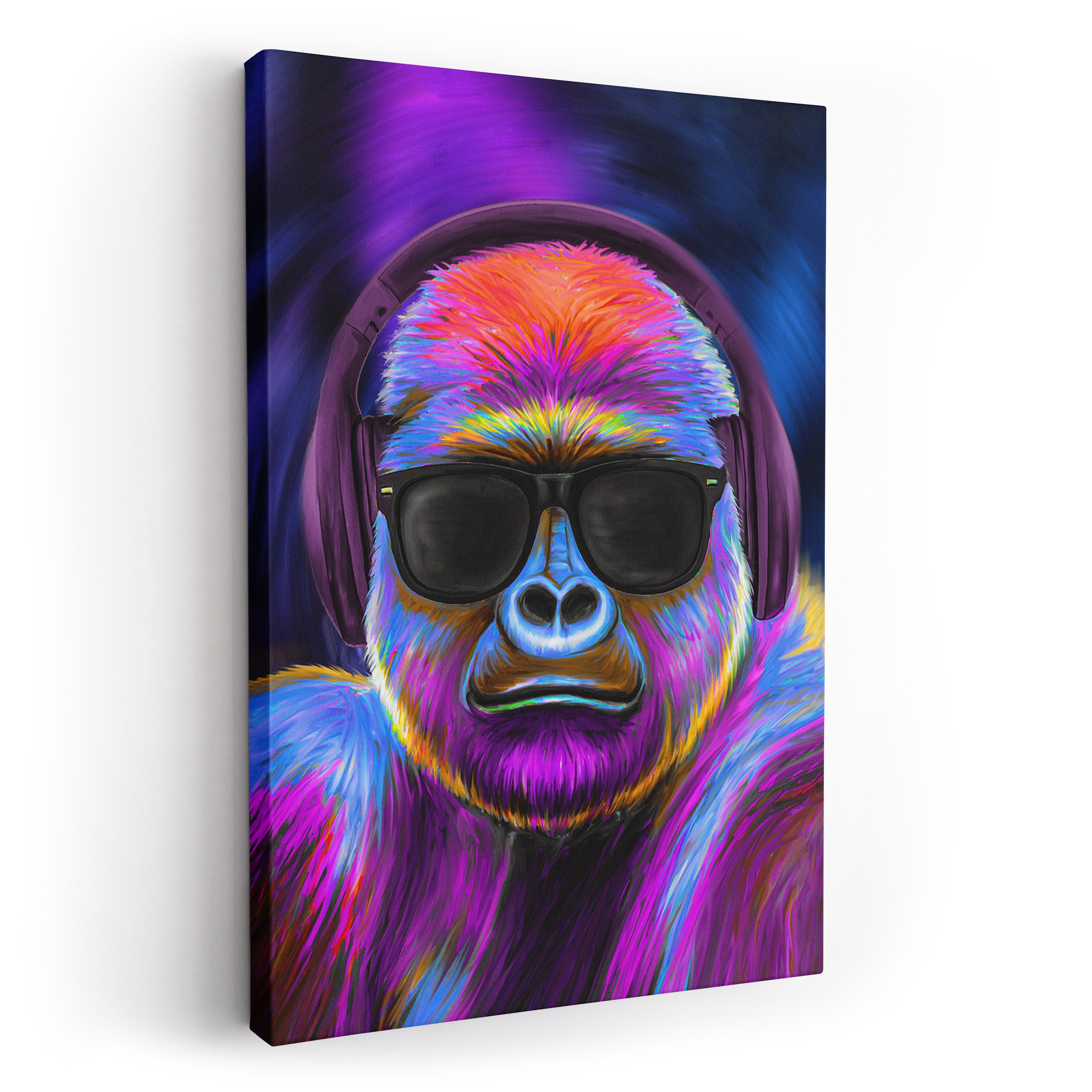 ArtMind XXL-Wandbild Lila Gorilla, Premium Wandbilder als Poster & gerahmte  Leinwand in 4 Größen, Wall Art, Bild, Canva