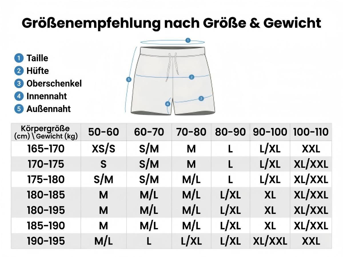 MaaMgic Shorts Herren Stretch kurze Hose Männer Badehose mit Reißverschlusstaschen (1-tlg)