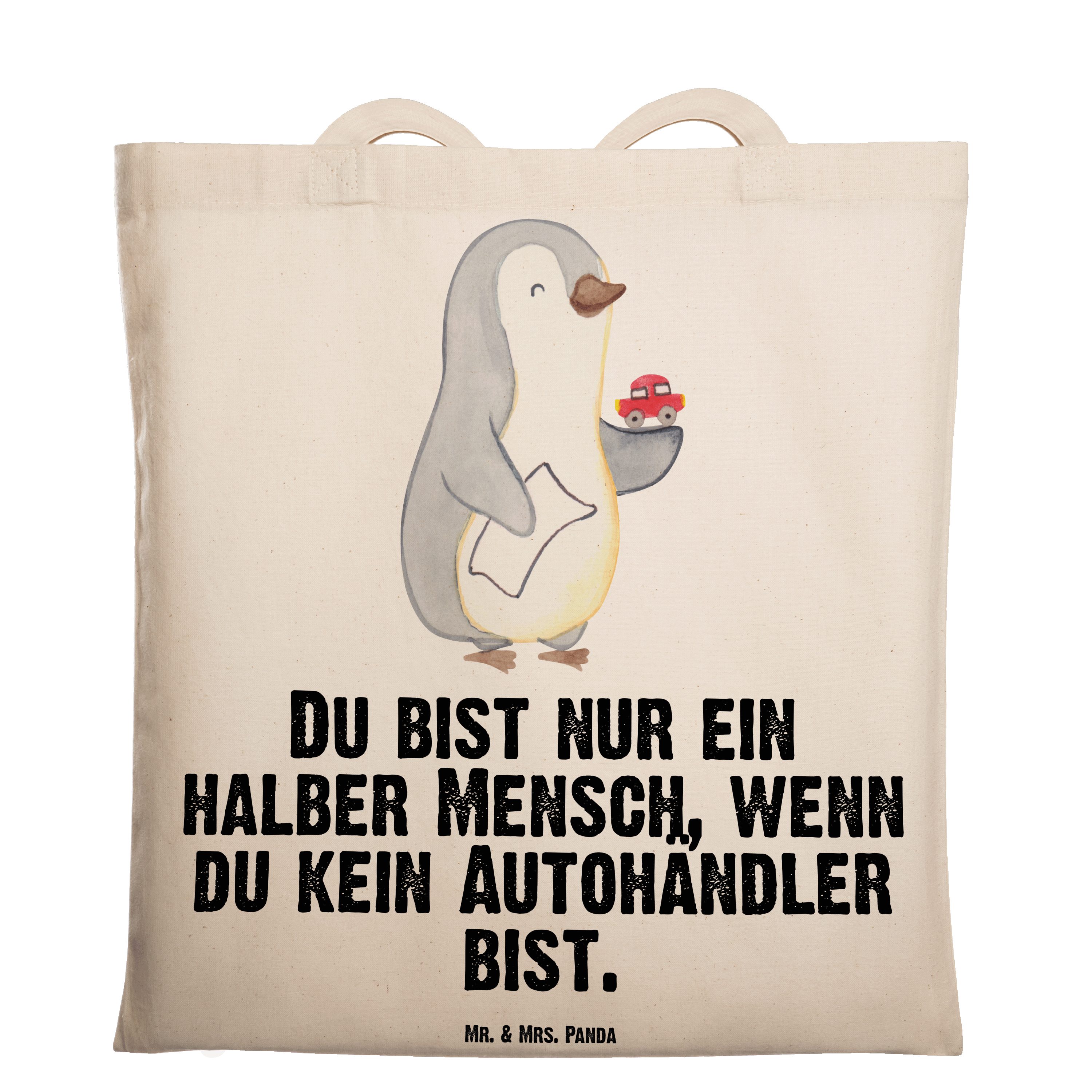 Mrs. Transparent Beutel, - Autohändler Herz Stoffbeutel, Mr. (1-tlg) Geschenk, R & Tragetasche mit Panda -