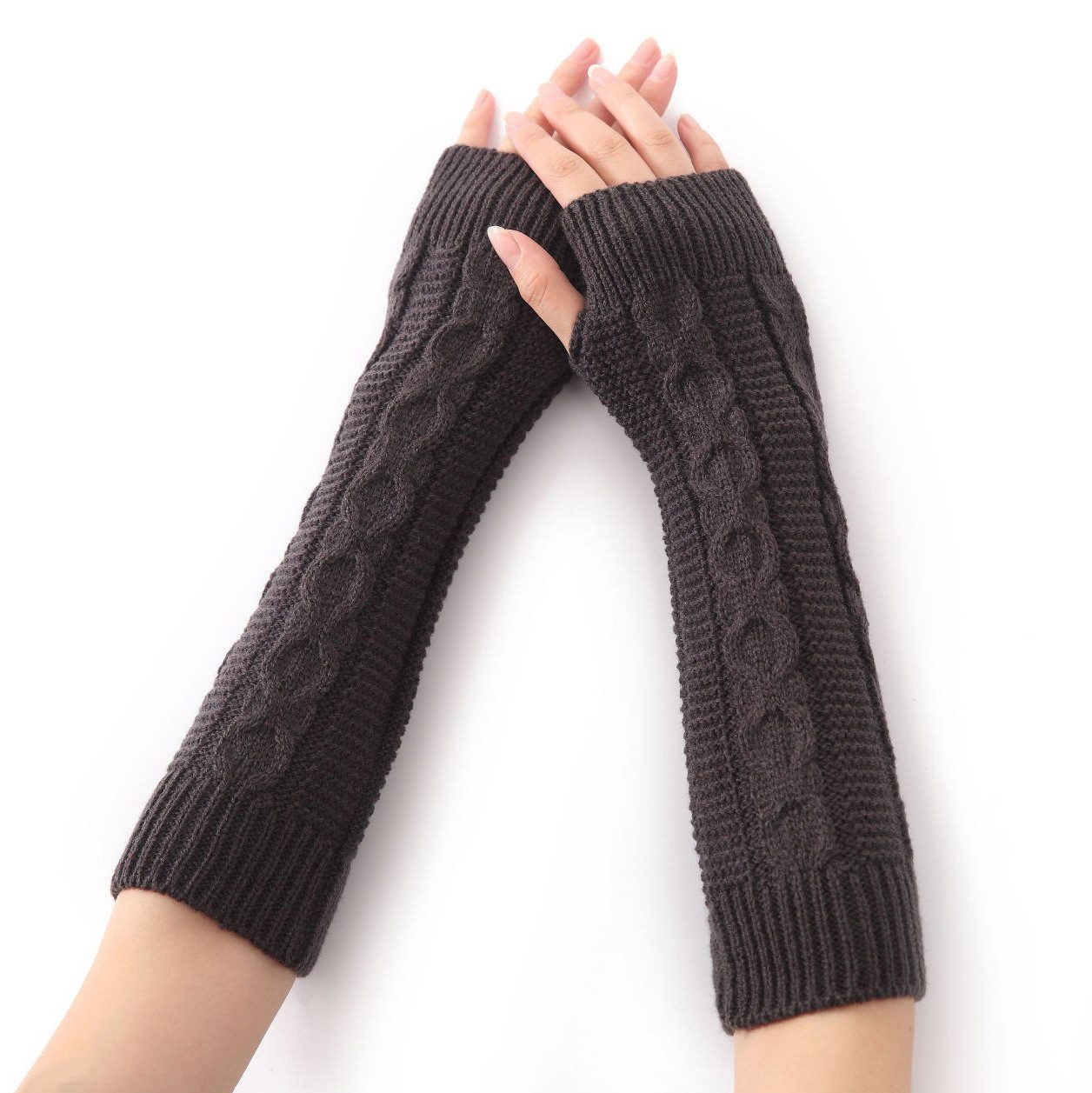 Coonoor Armstulpen Armstulpen Damen Wolle Pulswärmer Strick Halb Fingerlose Handschuhe Gestrickte Handstulpen Unisex Winterhandschuhe Wärmer Armwärmer