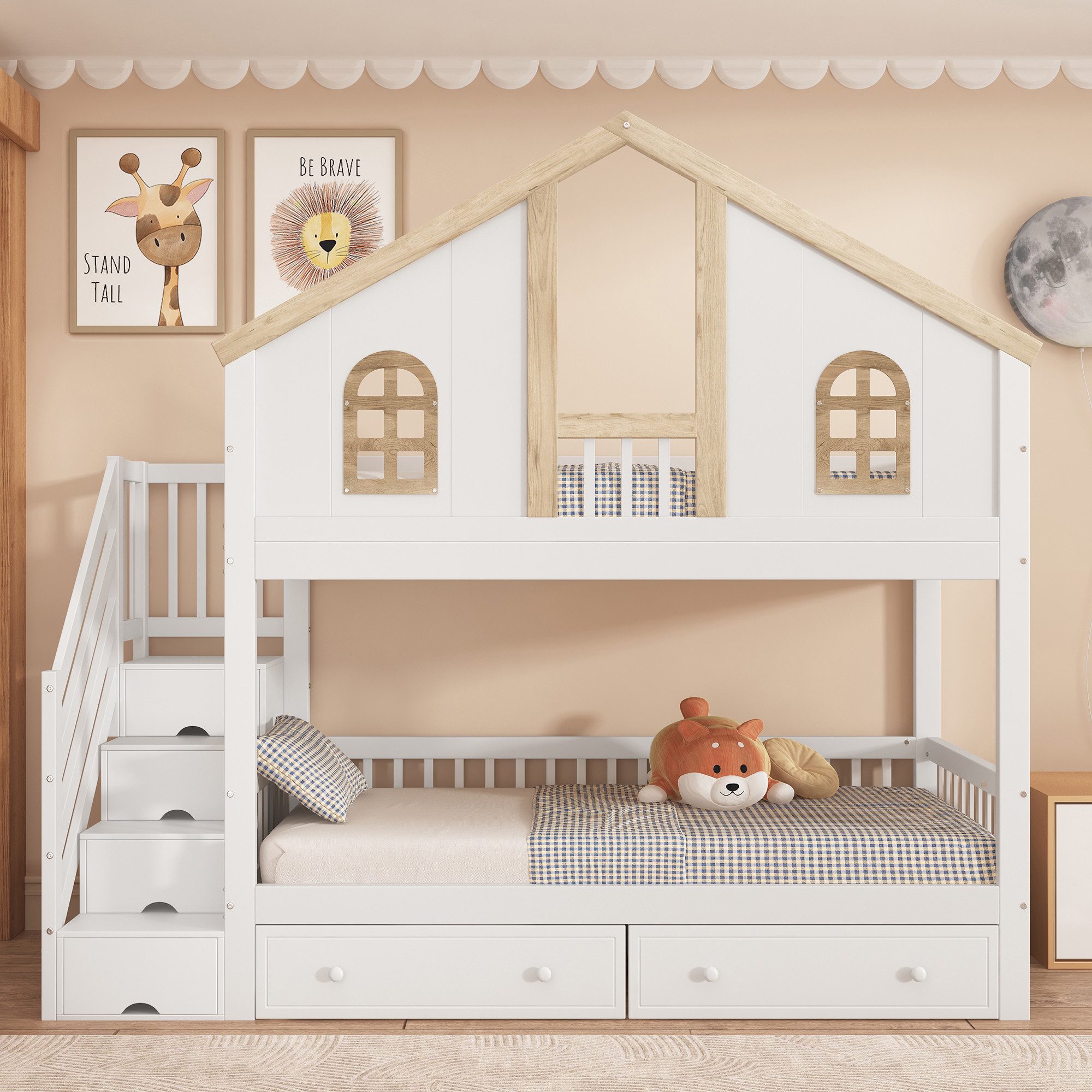 Flieks Etagenbett, Kinderbett Hausdesign 90x200cm mit günstig online kaufen