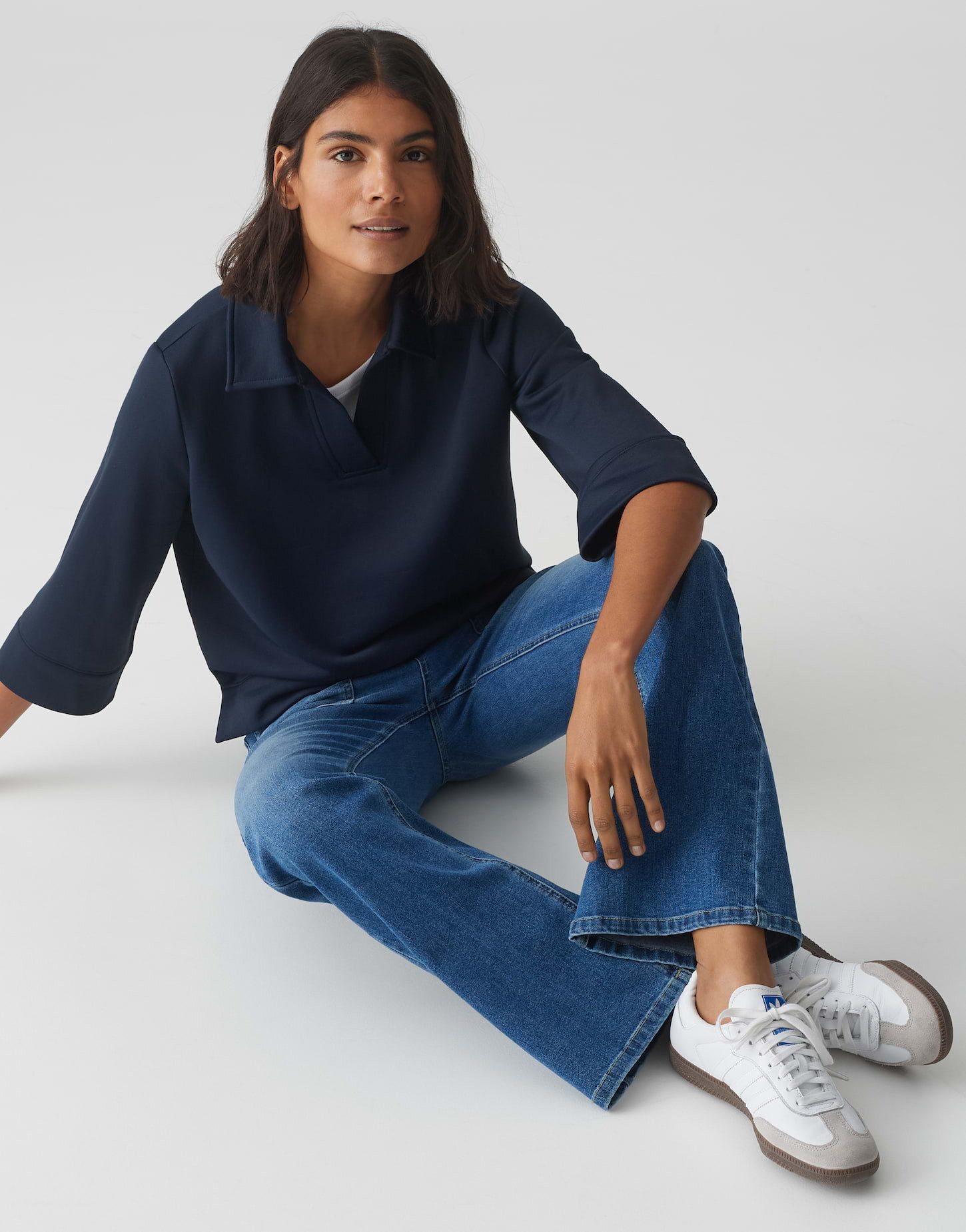OPUS Sweatshirt Poloshirt GONUT Regular aus Baumwoll Mix