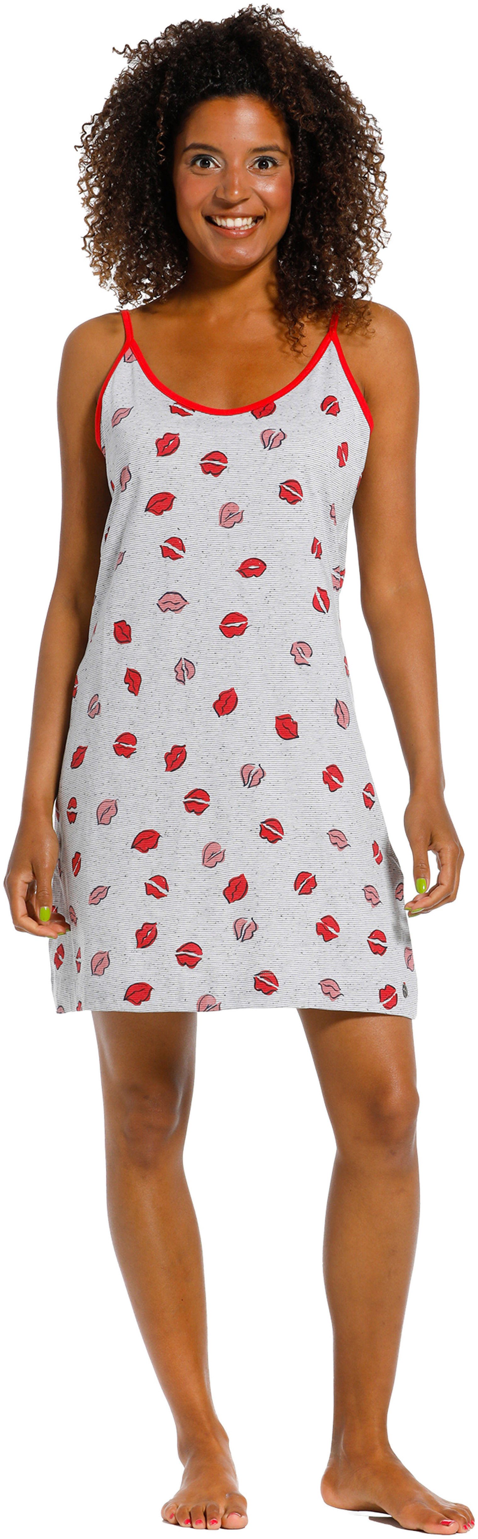 Rebelle Nachthemd Damen Schlafshirt Spaghetti Träger (1-tlg) Modisches Design