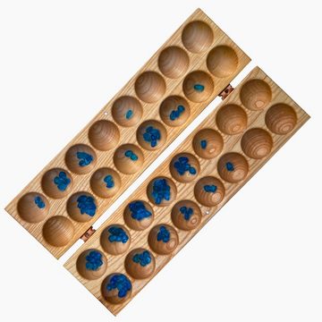 Madera Spielzeuge Spielesammlung, Strategiespiel,Mancala Hus/Bao mit 80 Glassteinche, Made in Germany, besonders große Mulden,Made in Germany