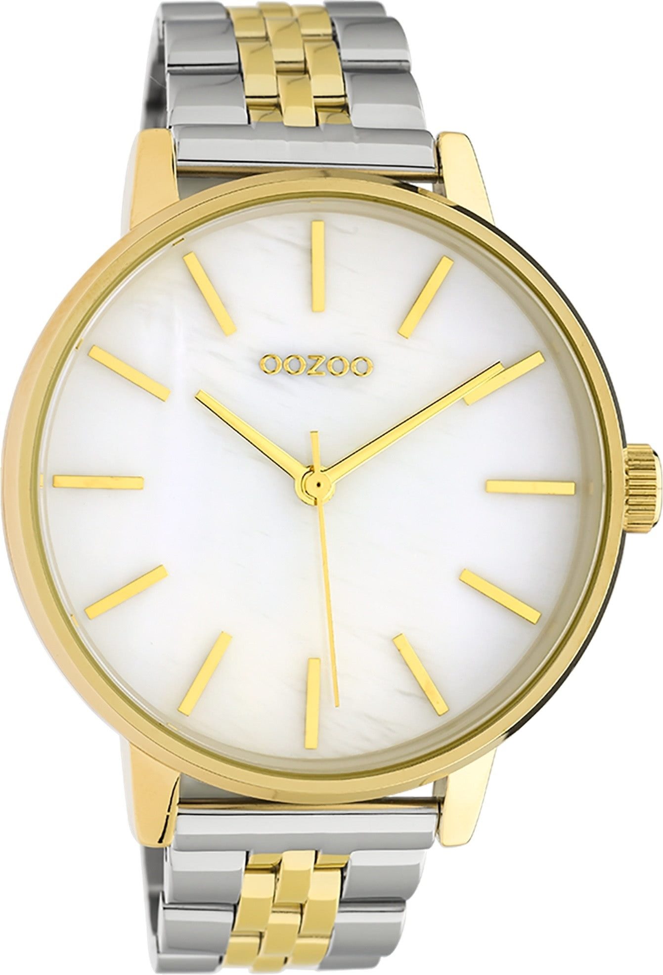 OOZOO Quarzuhr Oozoo Damen Armbanduhr Timepieces Analog, Damenuhr rund, groß (ca. 40mm), Metallarmband silber, gold, Fashion