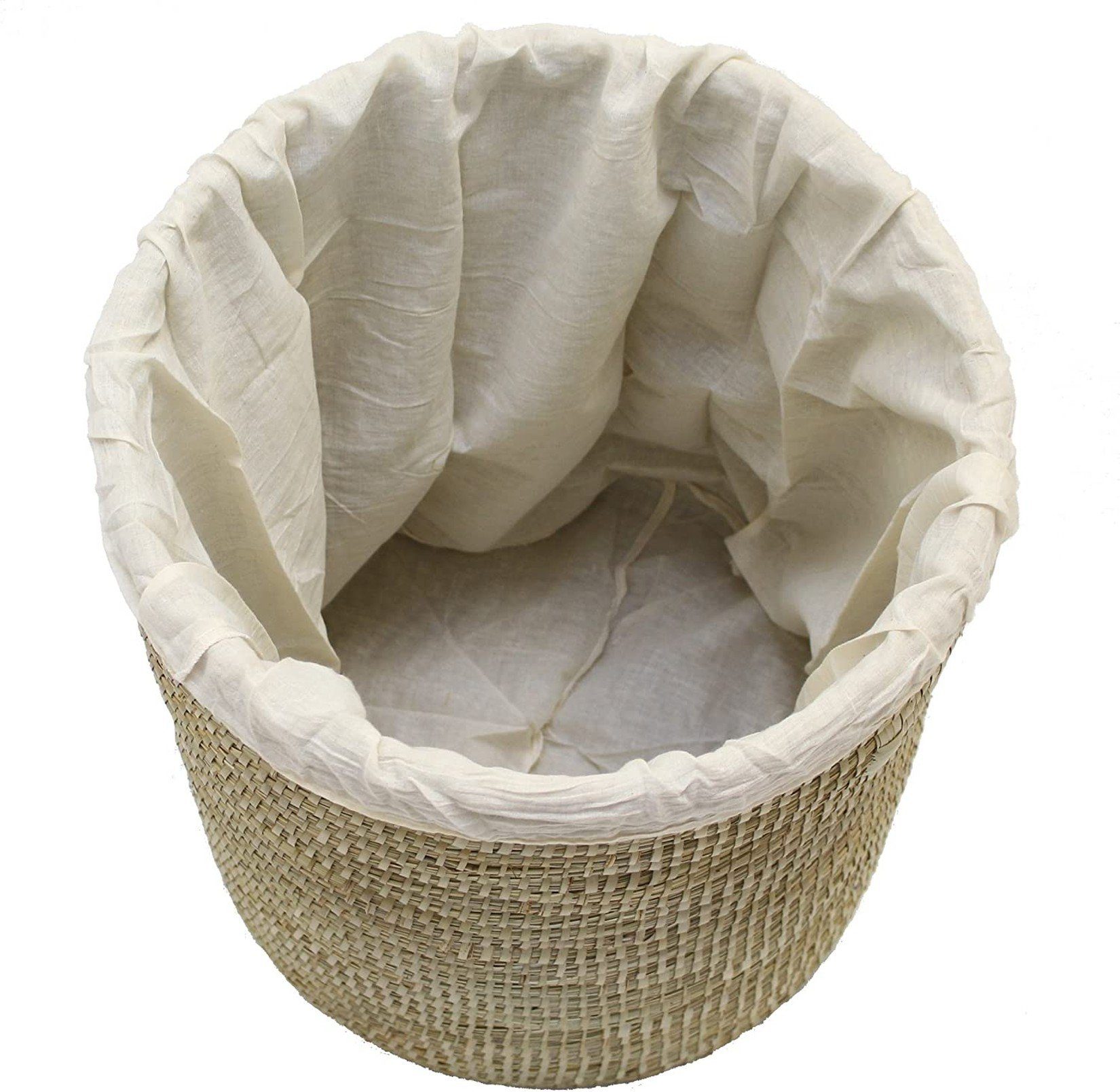 Deckel, Textileinlage, Größen, mit in Seegras mit hergestellt Handarbeit aus Wäschesammler 2 Wäschekorb Dekoleidenschaft in