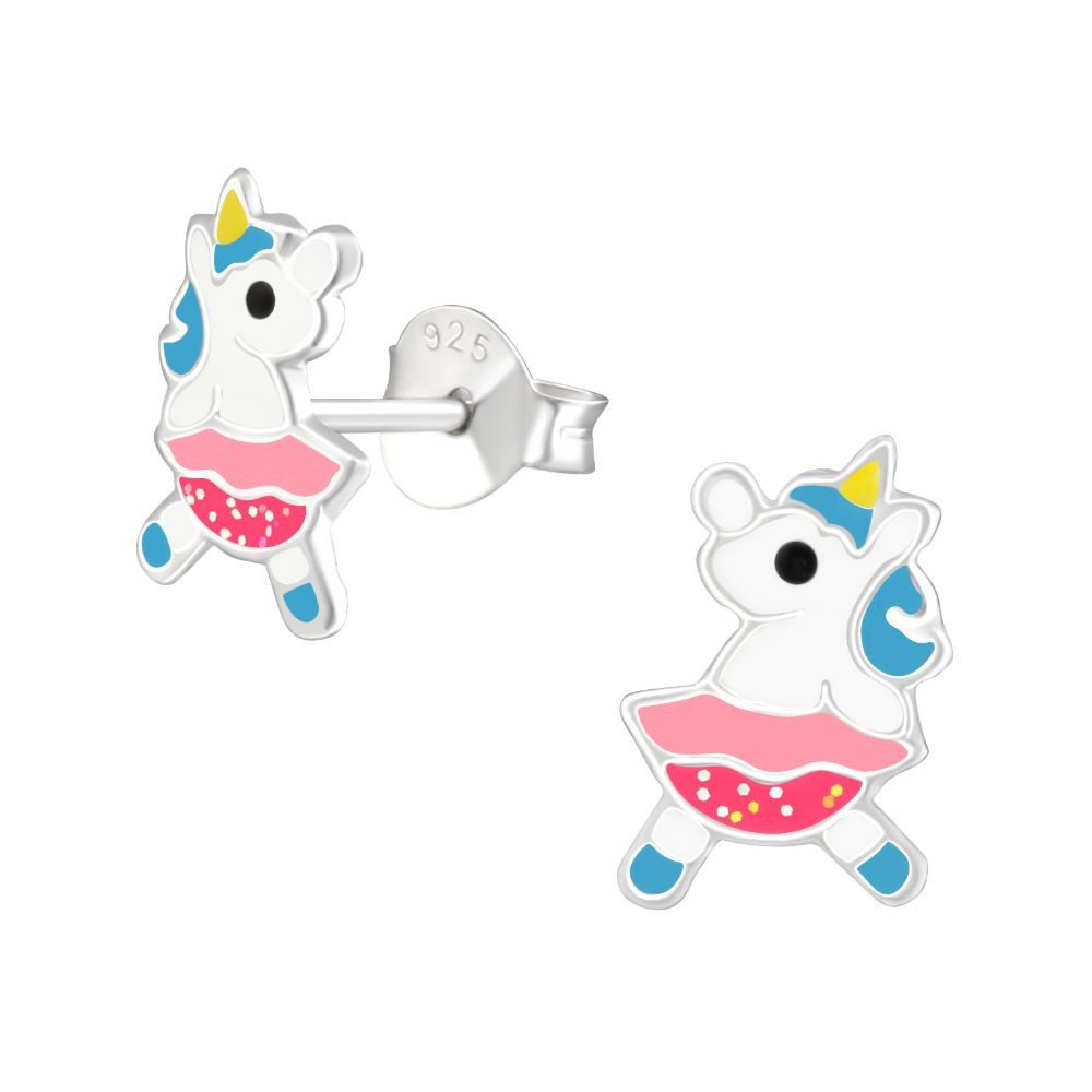 Ohrstecker-Set Ohrstecker Einhorn im Tütü aus .925 Silber Kinder
