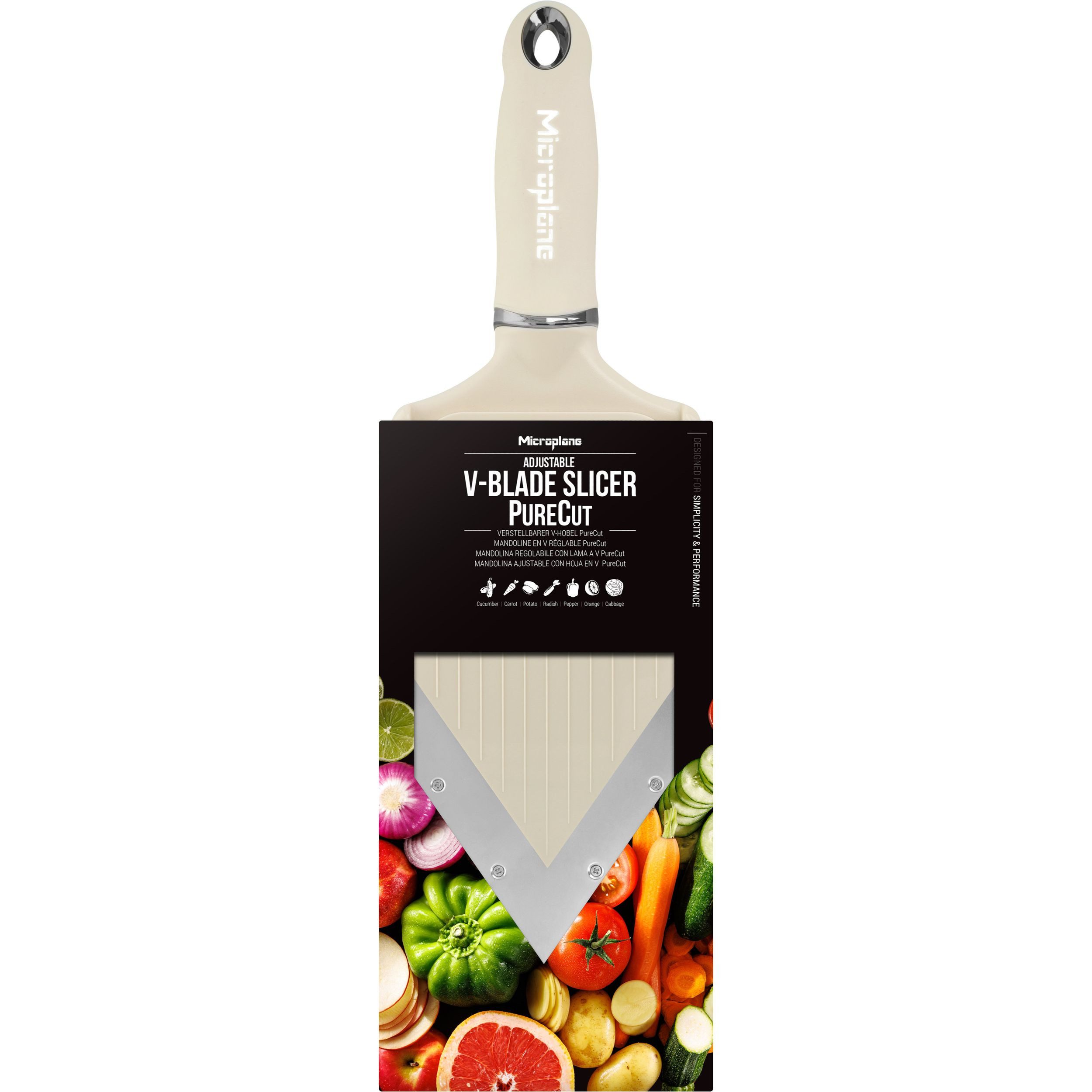 Microplane Küchenreibe Verstellbarer V-Hobel PureCut Cashmere beige 48342