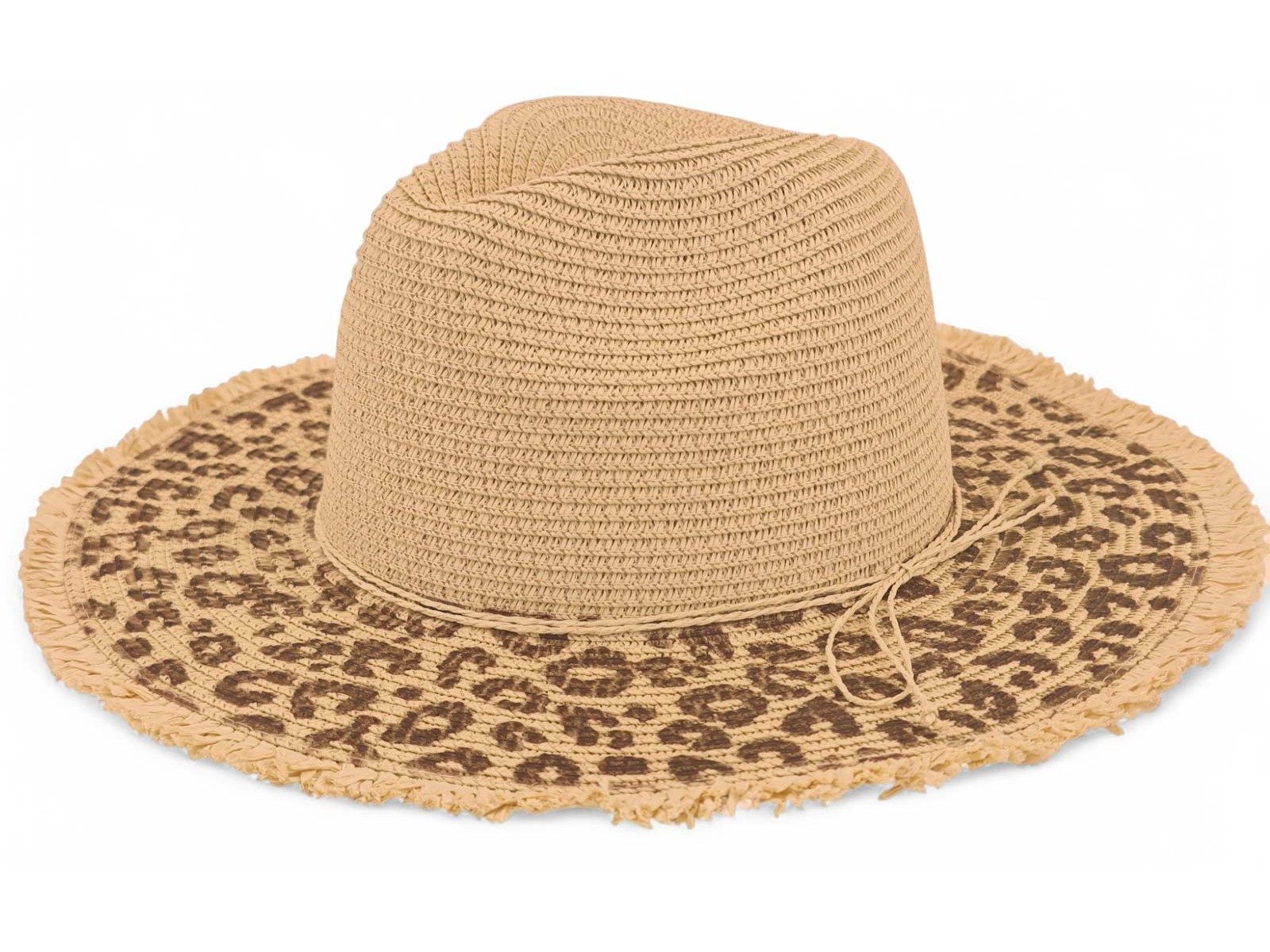 styleBREAKER Sonnenhut Panama Strohhut mit Leoparden Muster (1-St)