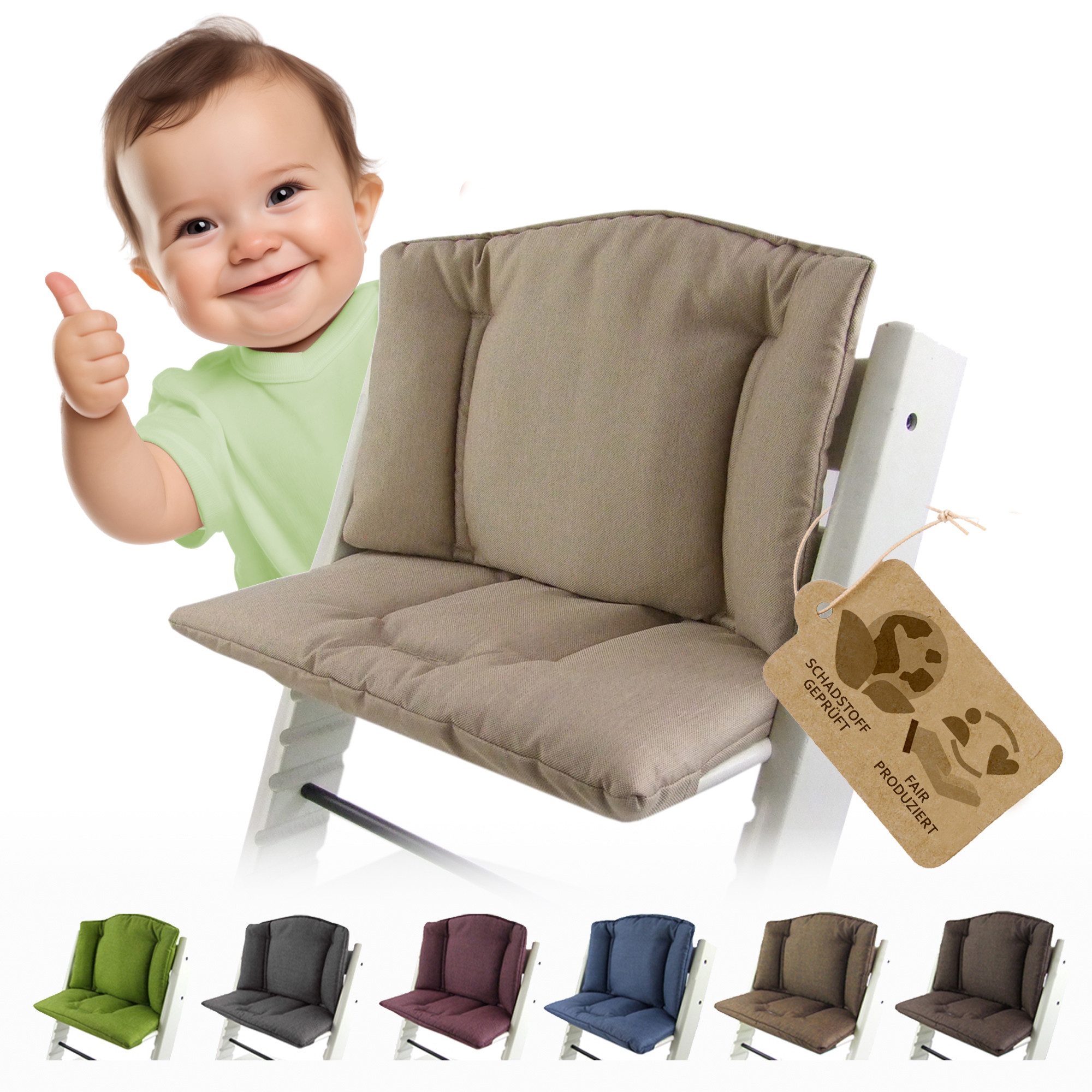 BambiniWelt by Rafael K. Hochstuhlauflage Ersatzbezug Bezug Sitzkissen kompatibel mit Stokke Tripp Trapp Mod.1, (Rücken- und Sitzkissen)