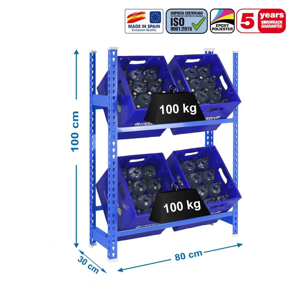 PROREGAL® Standregal SIMONRACK KIT SIMONBOTTLE 2-1000x800x300 BLAU, 2-1000x400x300