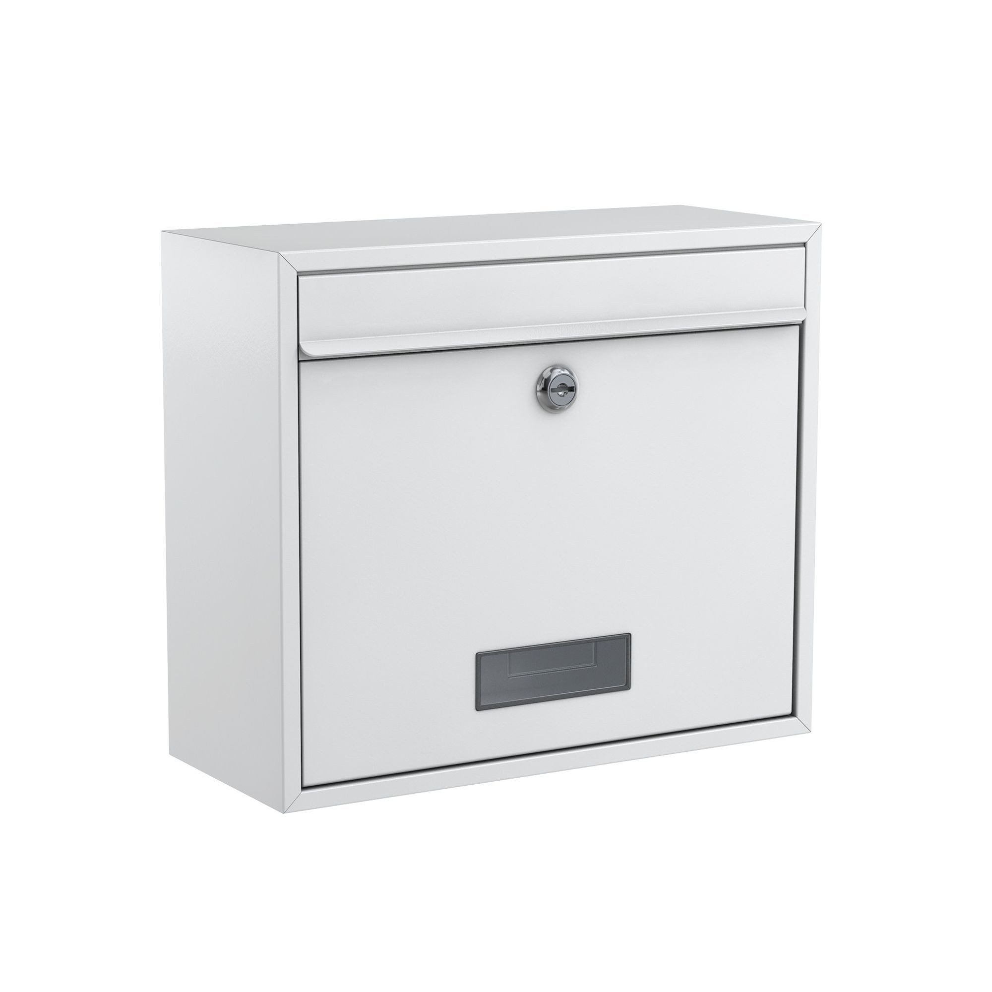 BASI Wandbriefkasten Wandbriefkasten (Spar-Set, 1-St), weiß, Einwurfklappe, Namensschild, Zylinderschloss, 2 Schlüssel