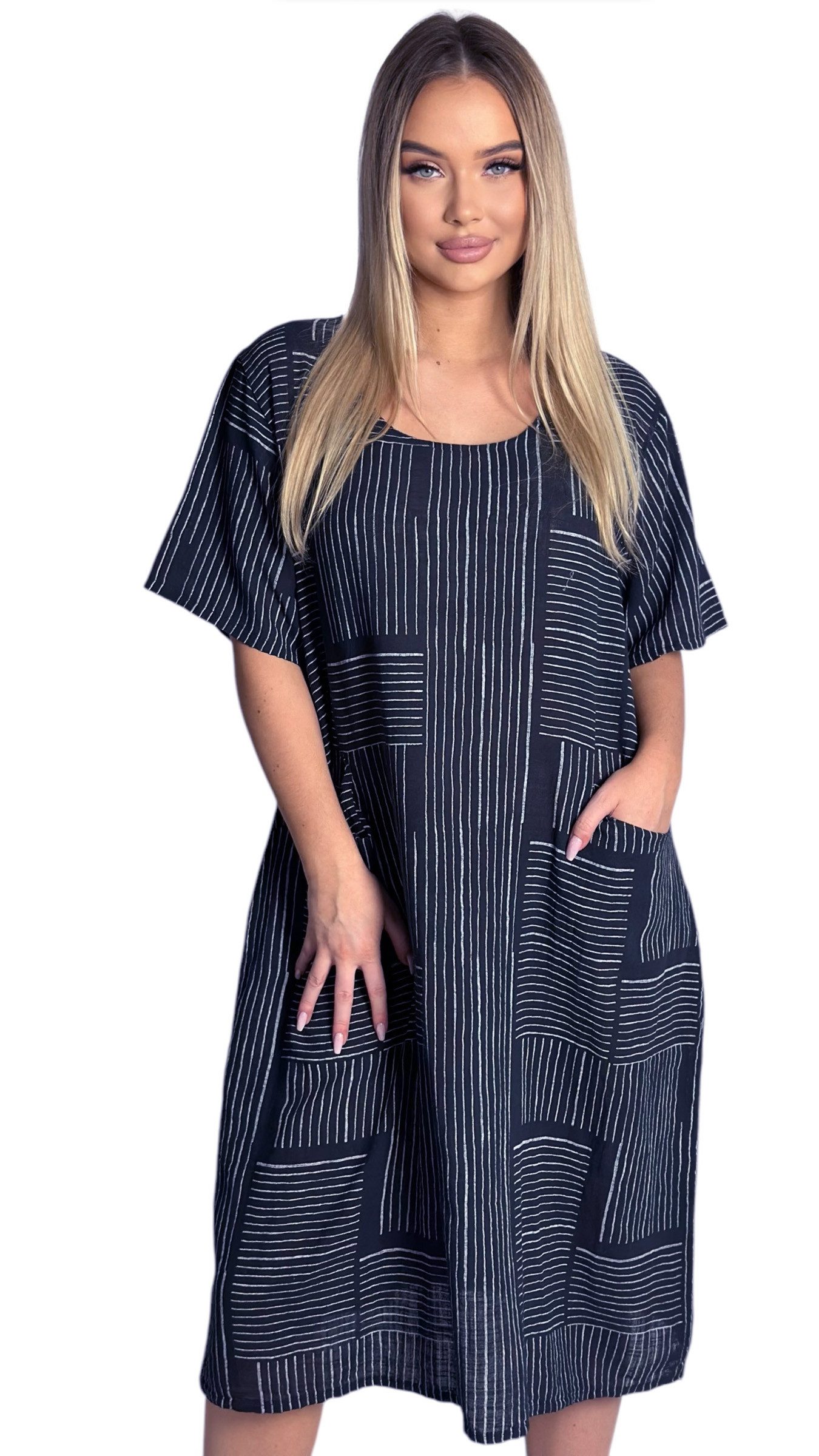 Mississhop Sommerkleid Baumwollkleid 100 % Baumwolle Casual Shirtkleid Strandkleid M.377