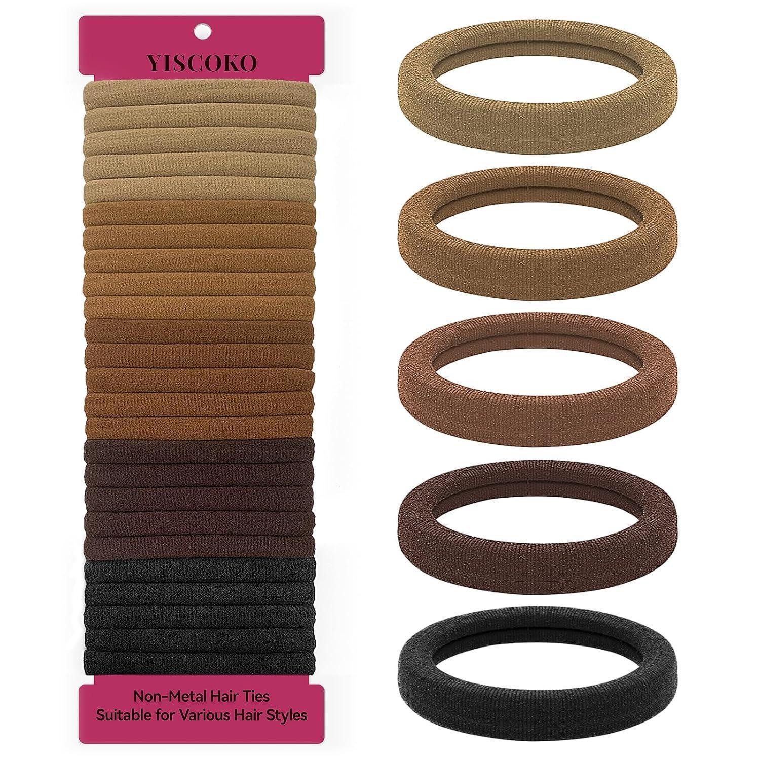 LuxusKollektion Haargummi 50er Pack Schwarze Haargummis in 5 Farben - Elastische Zopfgummis