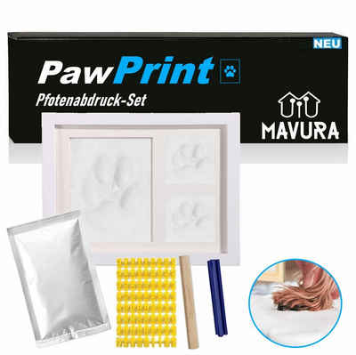 MAVURA Handabdruck-Set PawPrint Pfotenabdruck Set für Hunde, Katzen & Babys, inkl. Holz Bilderrahmen 3D Gipsabdruck Abdruck Set