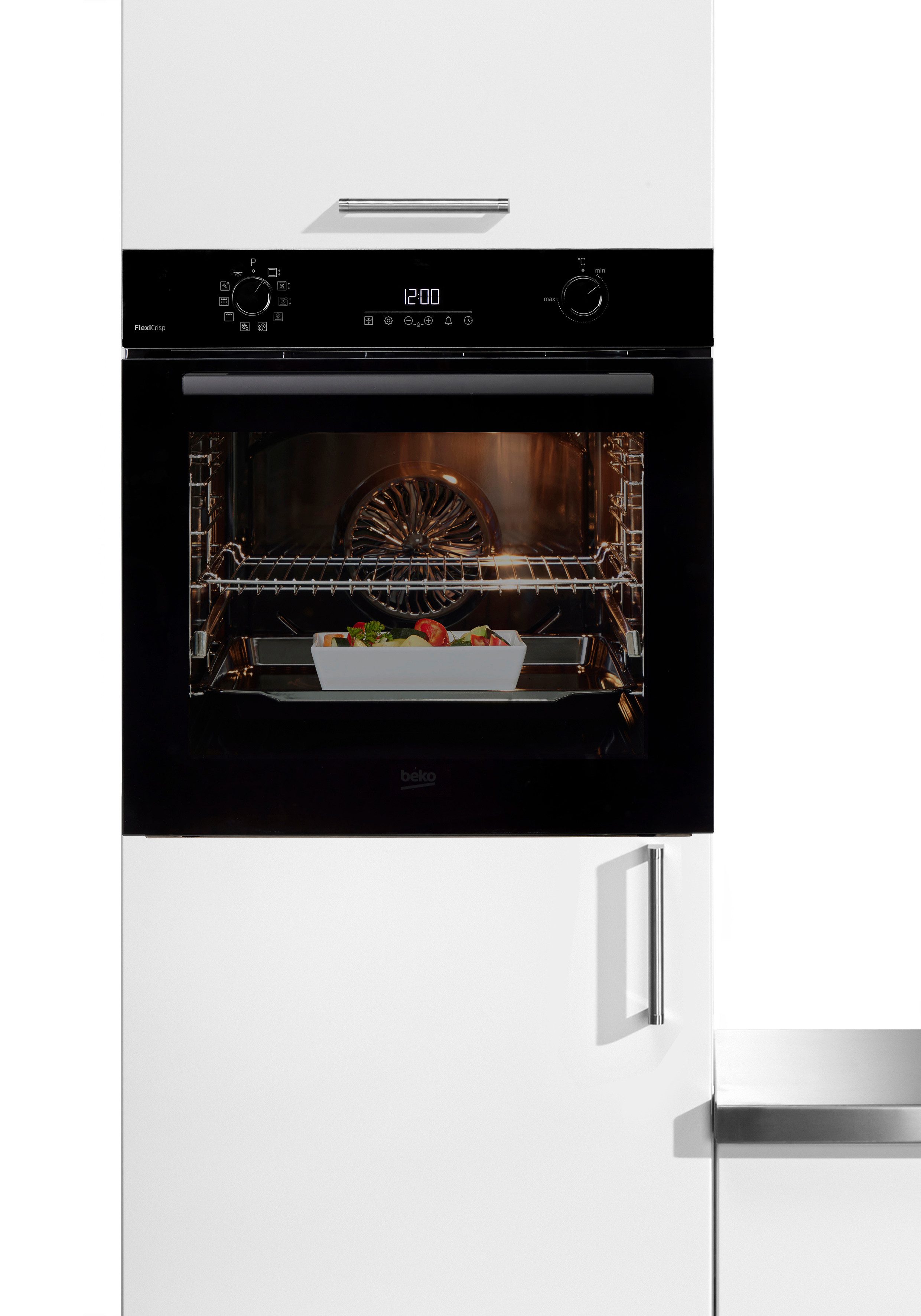 BEKO Einbaubackofen BCBIS17300BMPF, mit 1-fach-Teleskopauszug, SteamShine, Dampf für knusprige Kruste & fluffiges Inneres dank SteamAdd