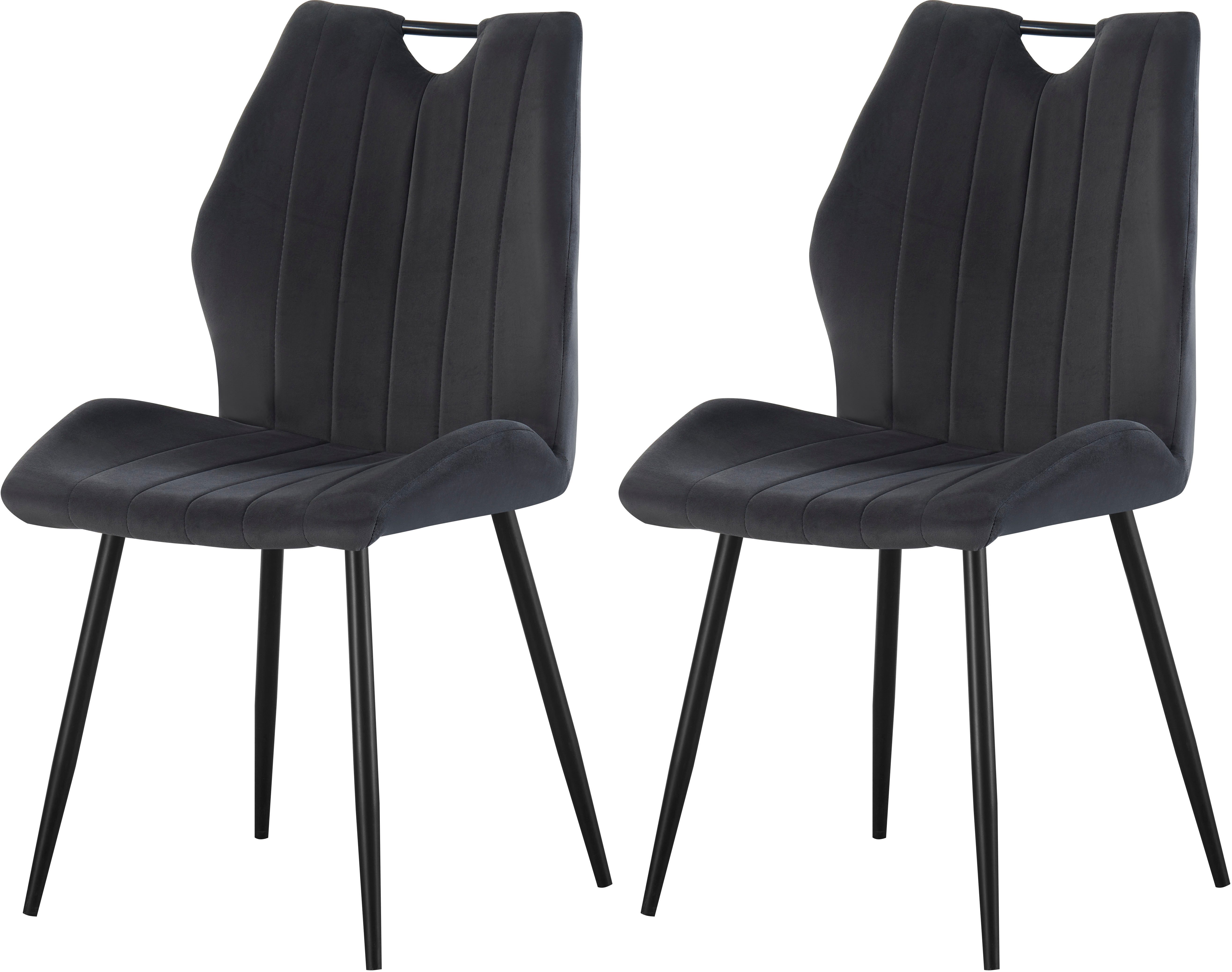 Home affaire Esszimmerstuhl KILLAM, 2er Set, mit Metallgestell in matt schwarz (Set, 2 St), in verschiedenen Farben, Belsatbarkeit pro Stuhl 120 kg, 360° drehbar