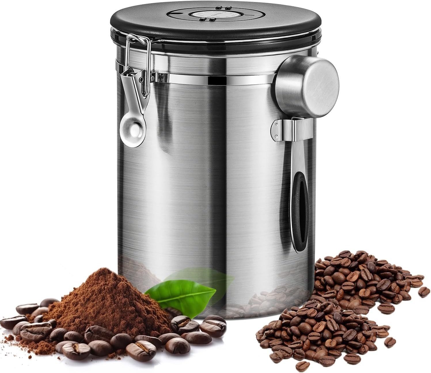 AURIVION Vorratsdose Kaffeedose 2,8L Luftdichte Edelstahl Kaffeedose, Tee, Nüssen, Edelstahl, (Set, 4-tlg., zum Aufbewahren von Kaffeebohnen), Vakuum Kaffeedose Edelstahl, Würze, Kakao