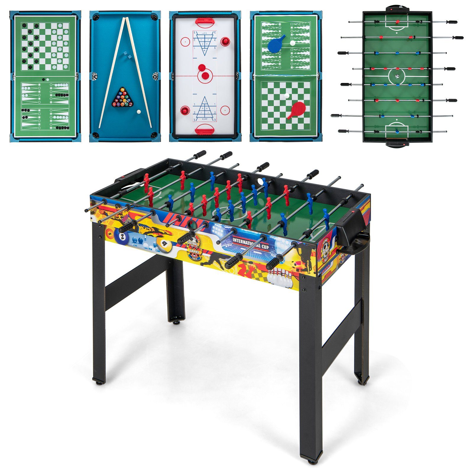 COSTWAY Kickertisch, 12 in 1 Spieltisch mit Punktezähle