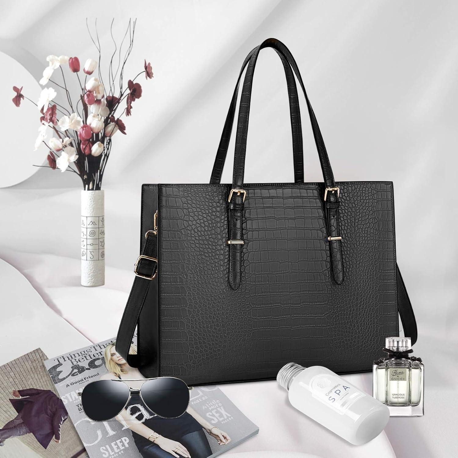 LuxusKollektion Businesstasche Damen Handtasche Shopper Groß Schwarz 15.6 Z günstig online kaufen