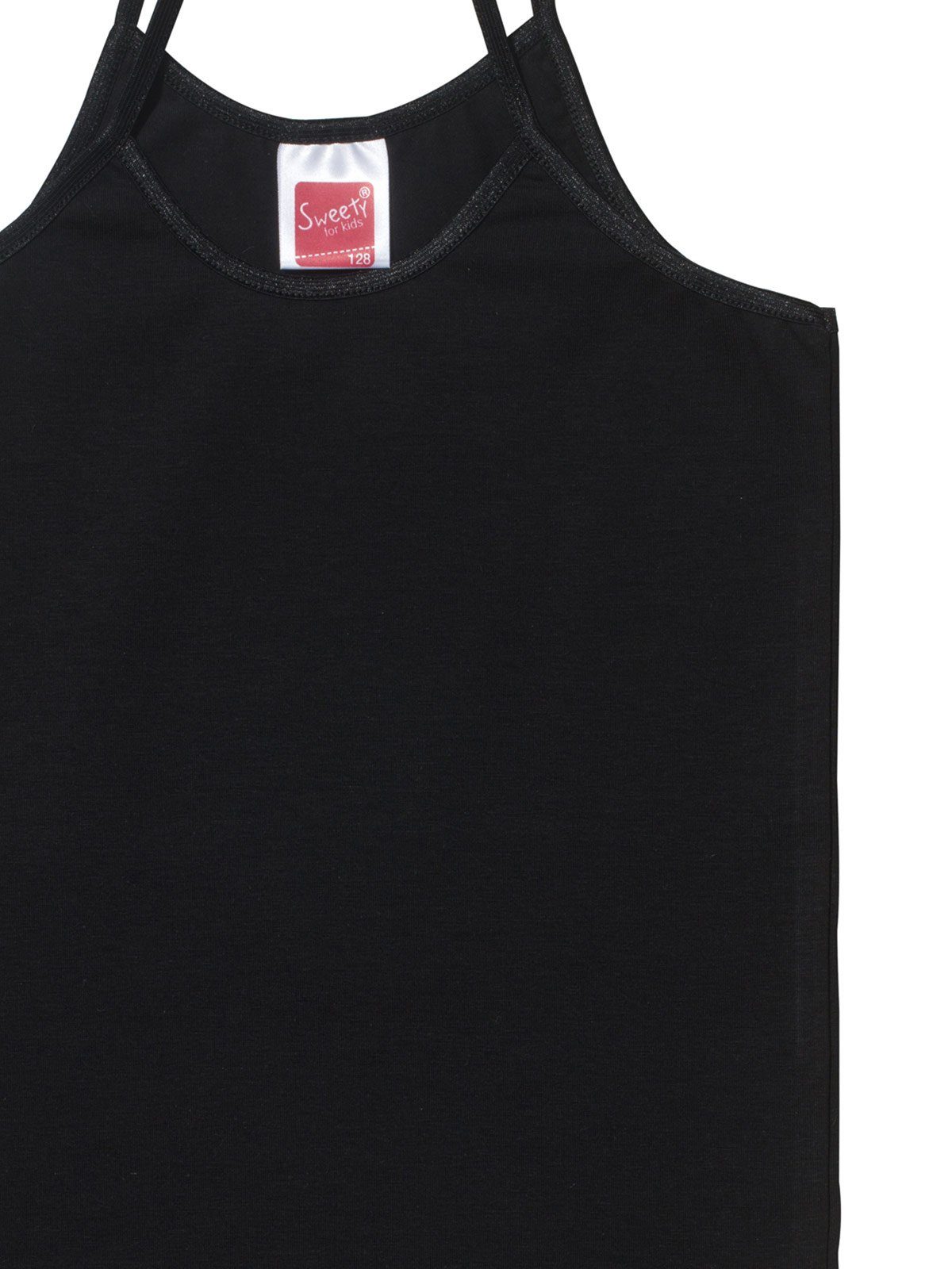 4er (Spar-Set, for Sparpack schwarz Unterhemd Markenqualität Mädchen Trägerhemd Sweety 4-St) Feinripp Kids hohe